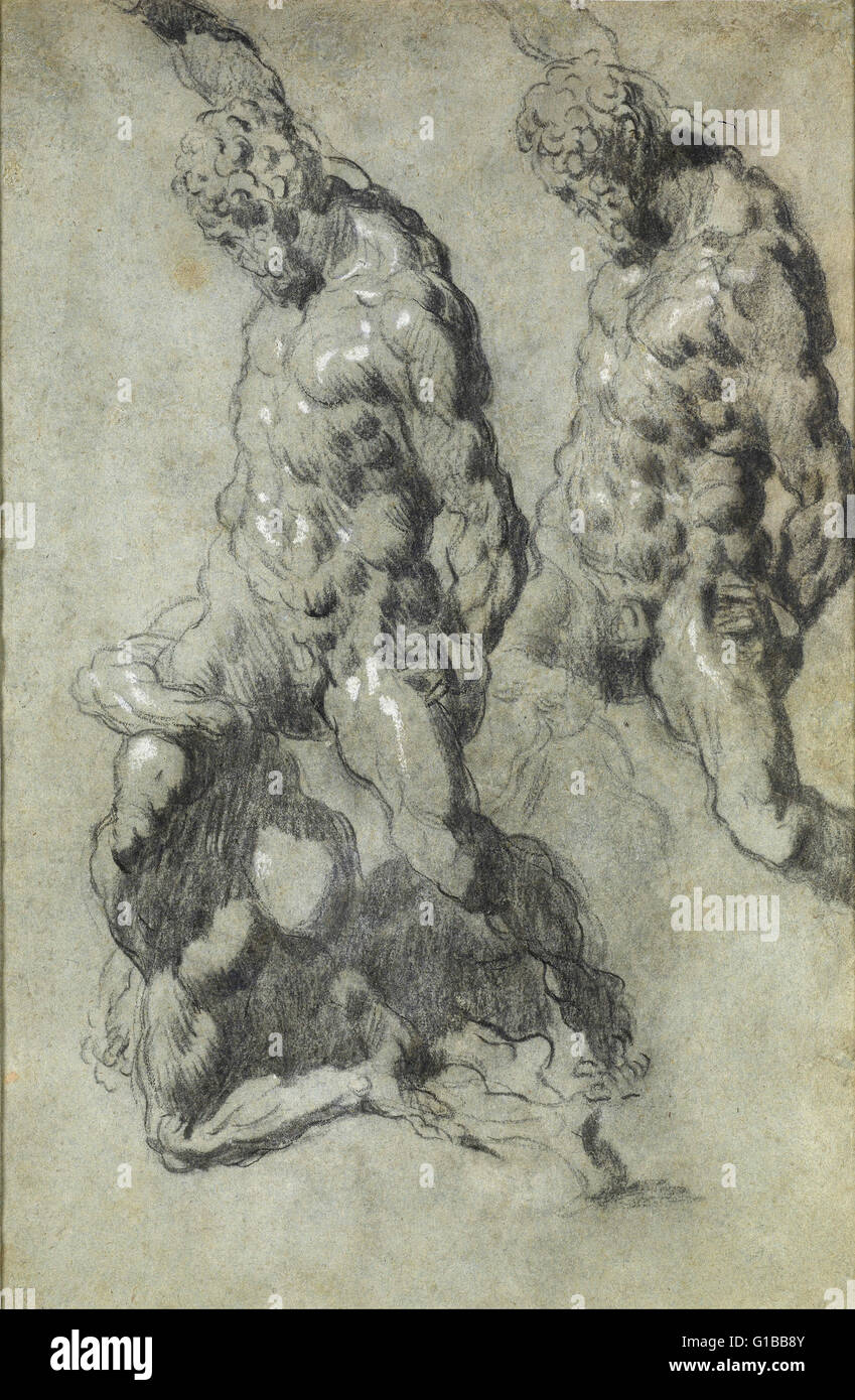 Jacopo Tintoretto - Deux études de Samson terrassant le Philistins - La Bibliothèque Morgan Banque D'Images