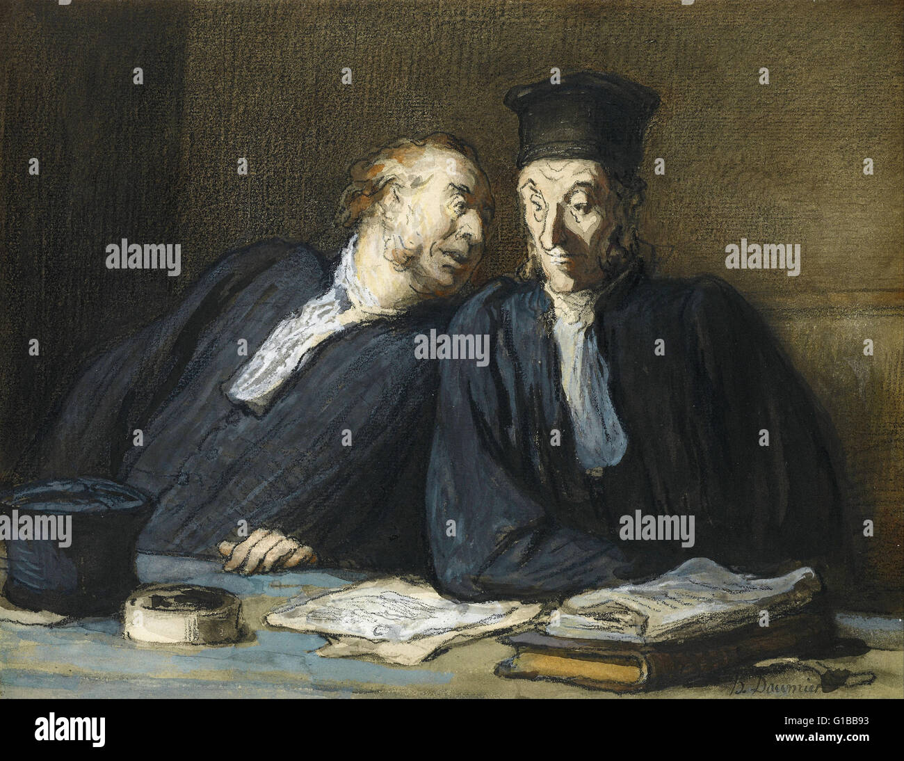 Honoré Daumier - deux avocats conversant - La Bibliothèque Morgan Banque D'Images