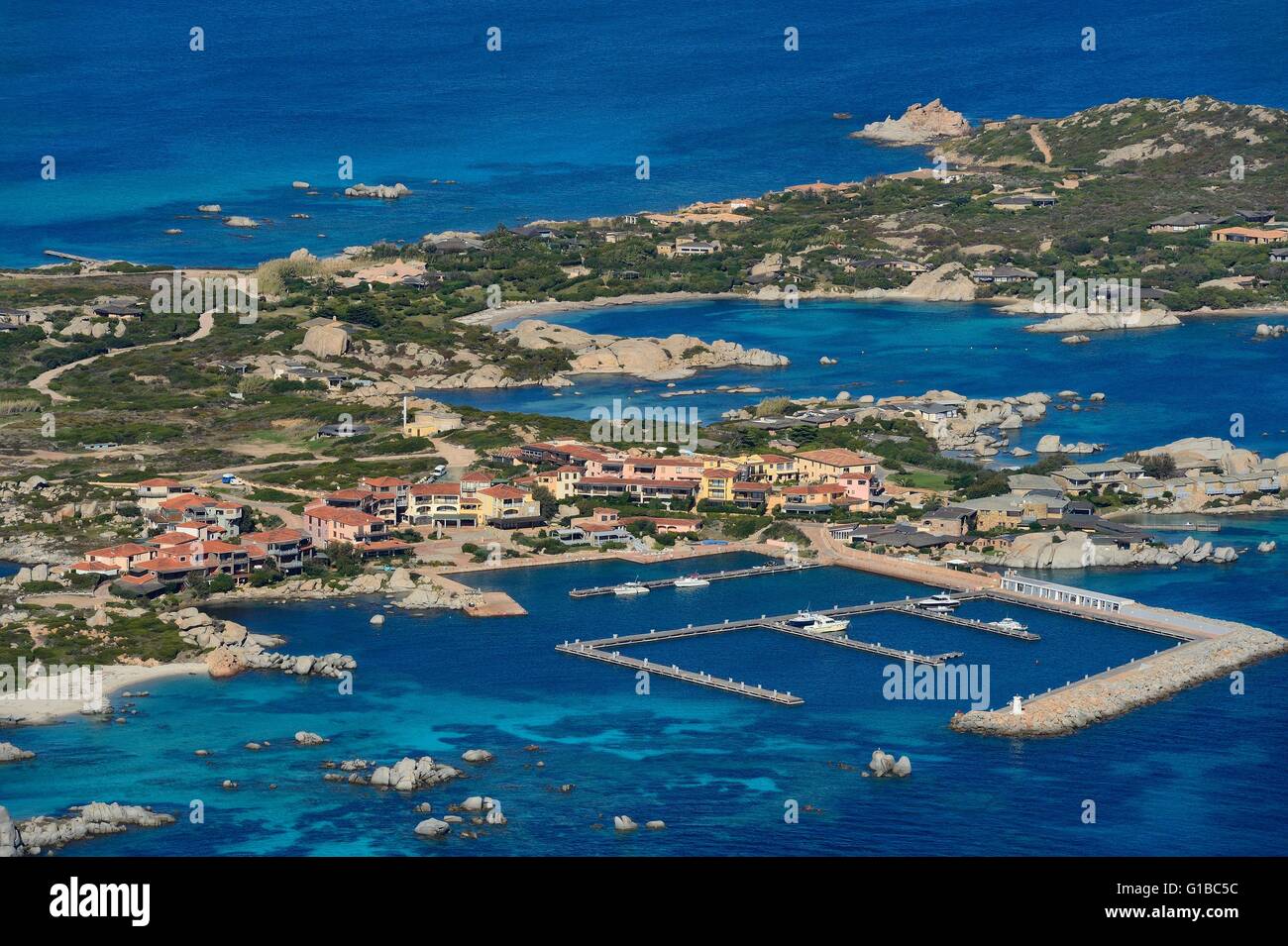 France, Corse du Sud, Bonifacio, l'Île Cavallo (vue aérienne) Banque D'Images