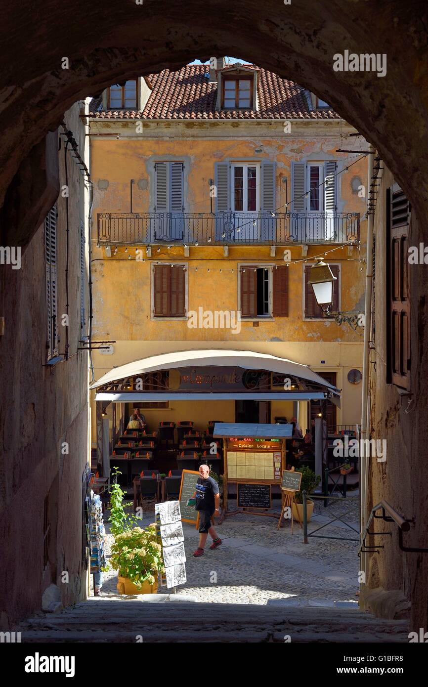 France, Haute Corse, Corte, place Gaffori, Banque D'Images