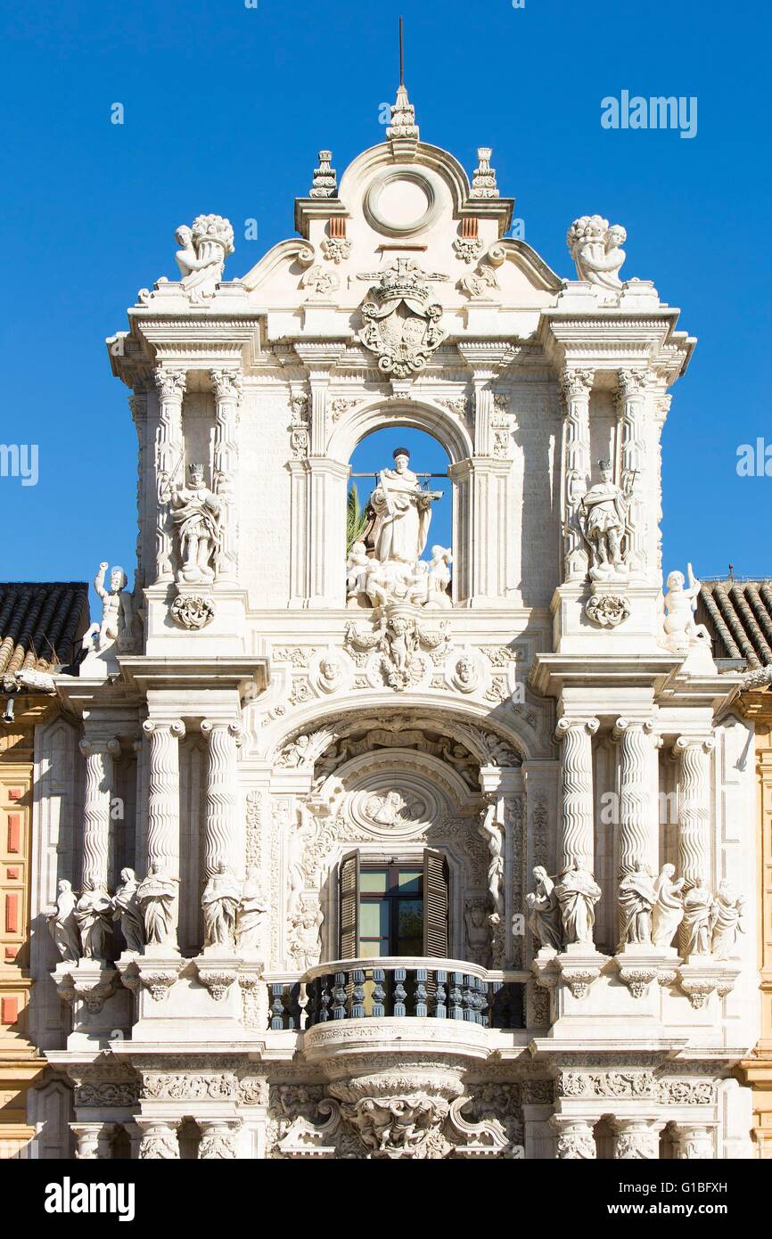 Espagne, Andalousie, Madrid, Palacio San Telmo construit en 1682 De nos jours l'hôte de la présidence de la Junta de Andalucia, considéré comme l'un des meilleurs exemple de style baroque sévillane Banque D'Images