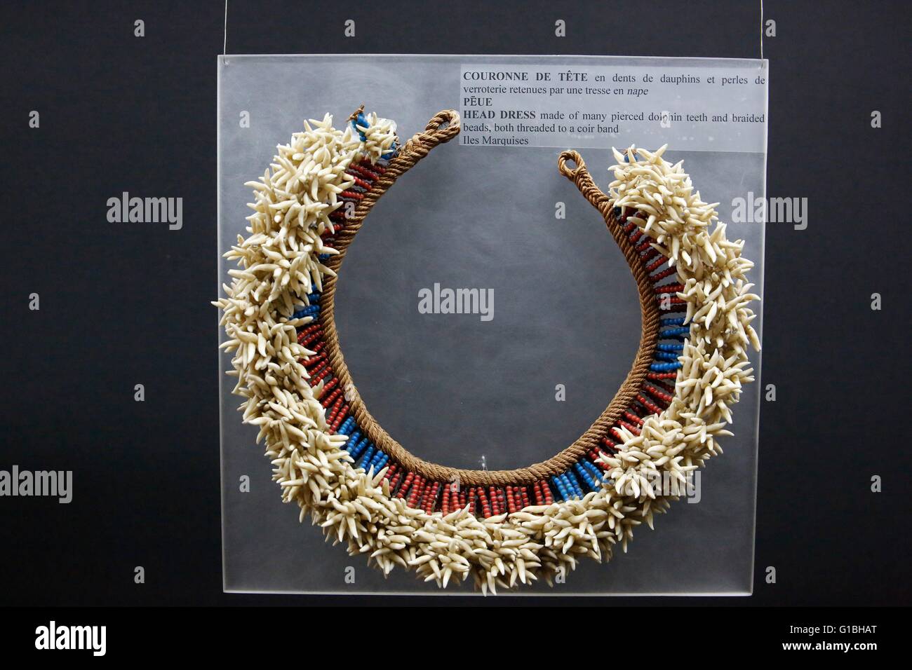 La France, la Polynésie française, l'archipel des îles du Vent, île de Tahiti, Tahiti et les îles Museum à Pointe des pecheurs, exposition d'art ancien artefact Banque D'Images