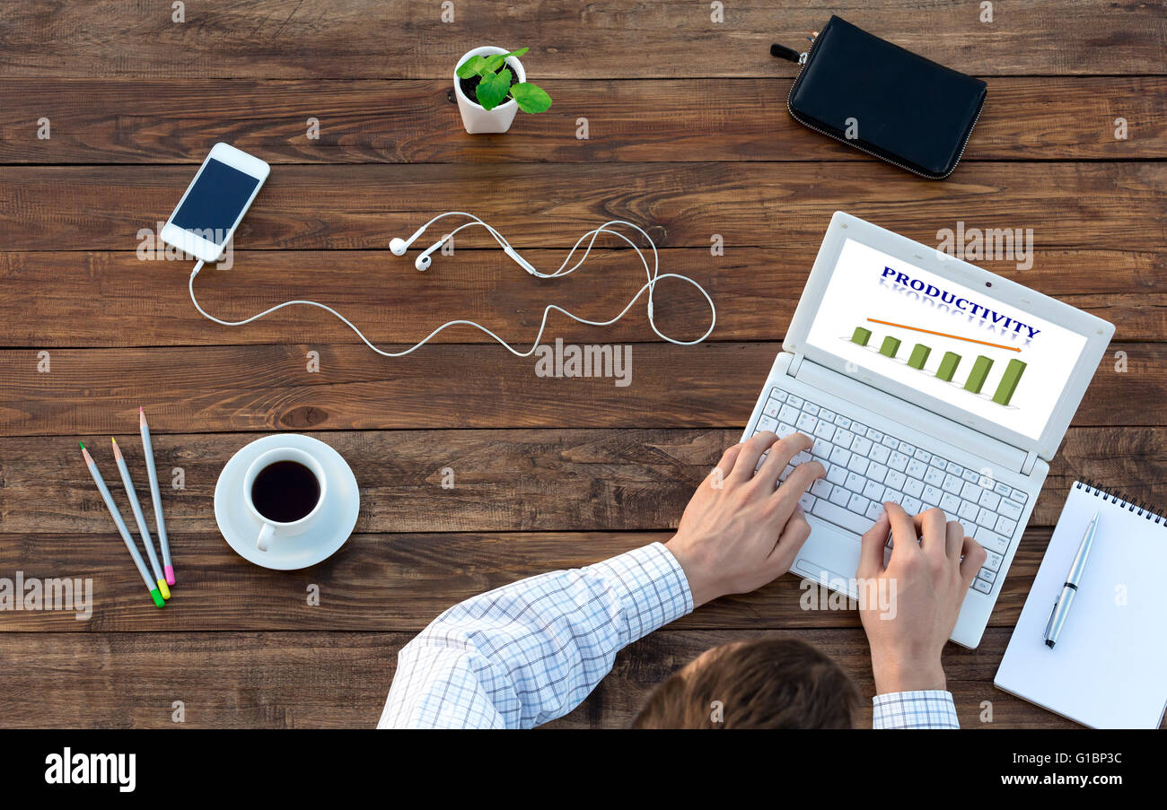 Father Vintage Table Bois Vue de dessus Banque D'Images