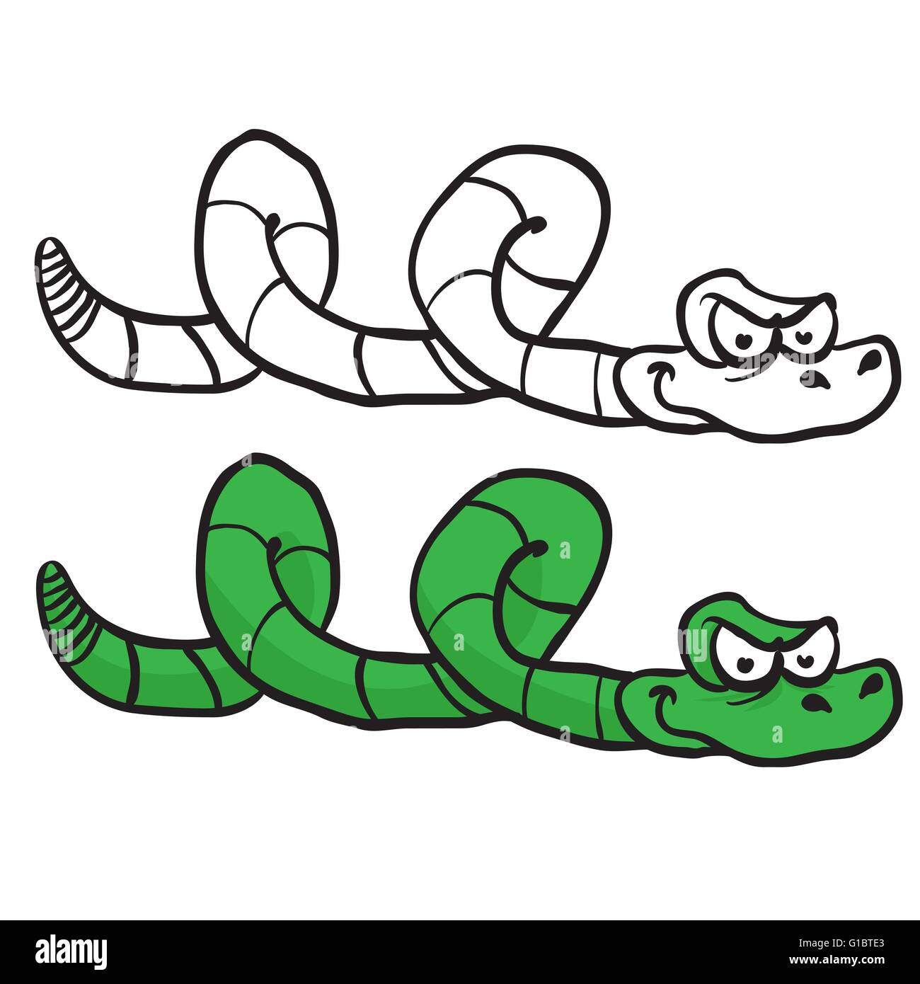 Serpent vert cartoon isolated on white Illustration de Vecteur