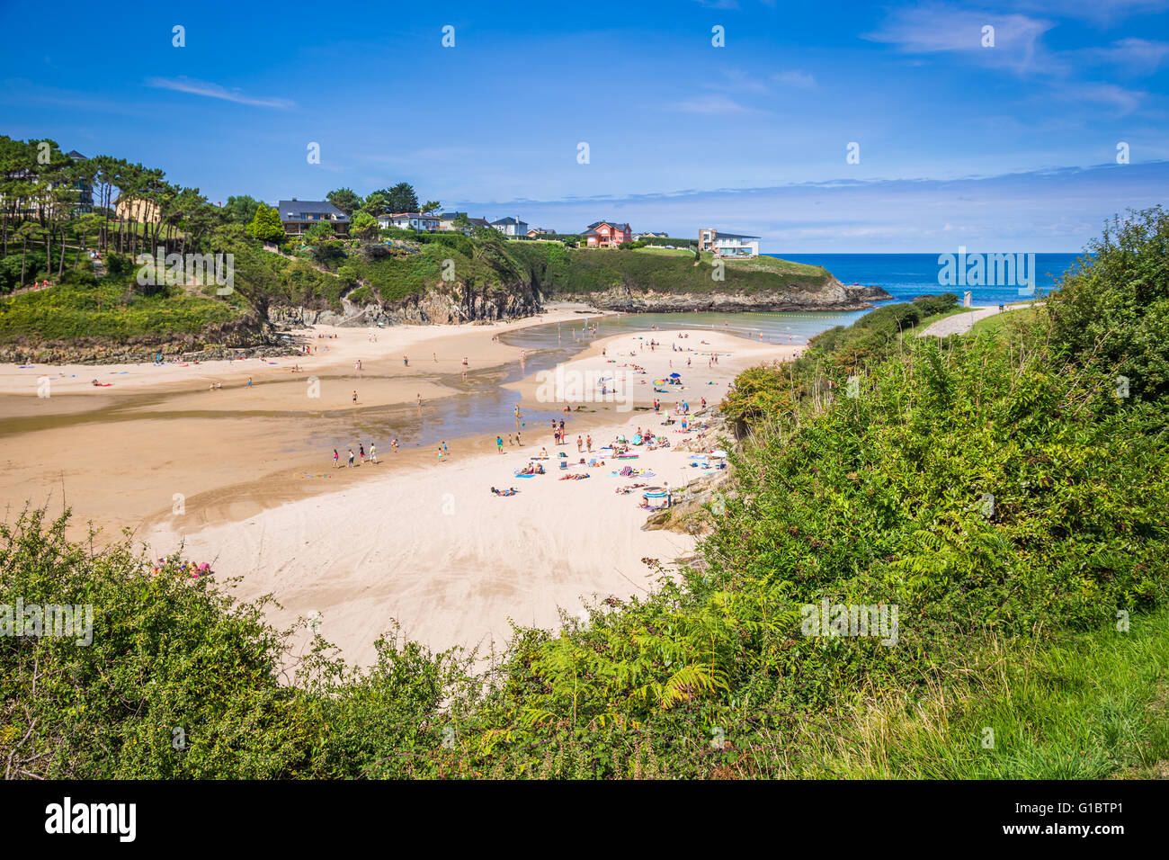 Plage Entreplayas en Galice, Espagne. Paradise beach à Ribadeo, Spai Banque D'Images