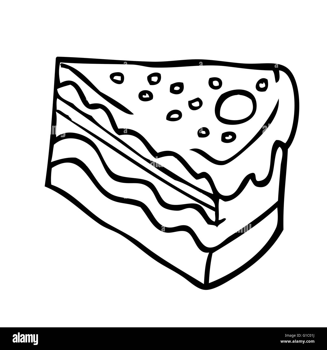 Noir et blanc simple morceau de gâteau cartoon Illustration de Vecteur