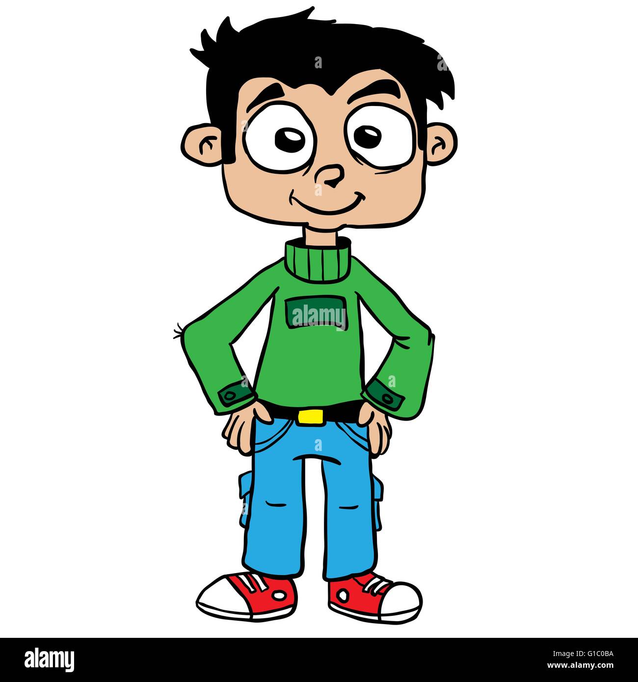 Smiling boy standing cartoon illustration Illustration de Vecteur