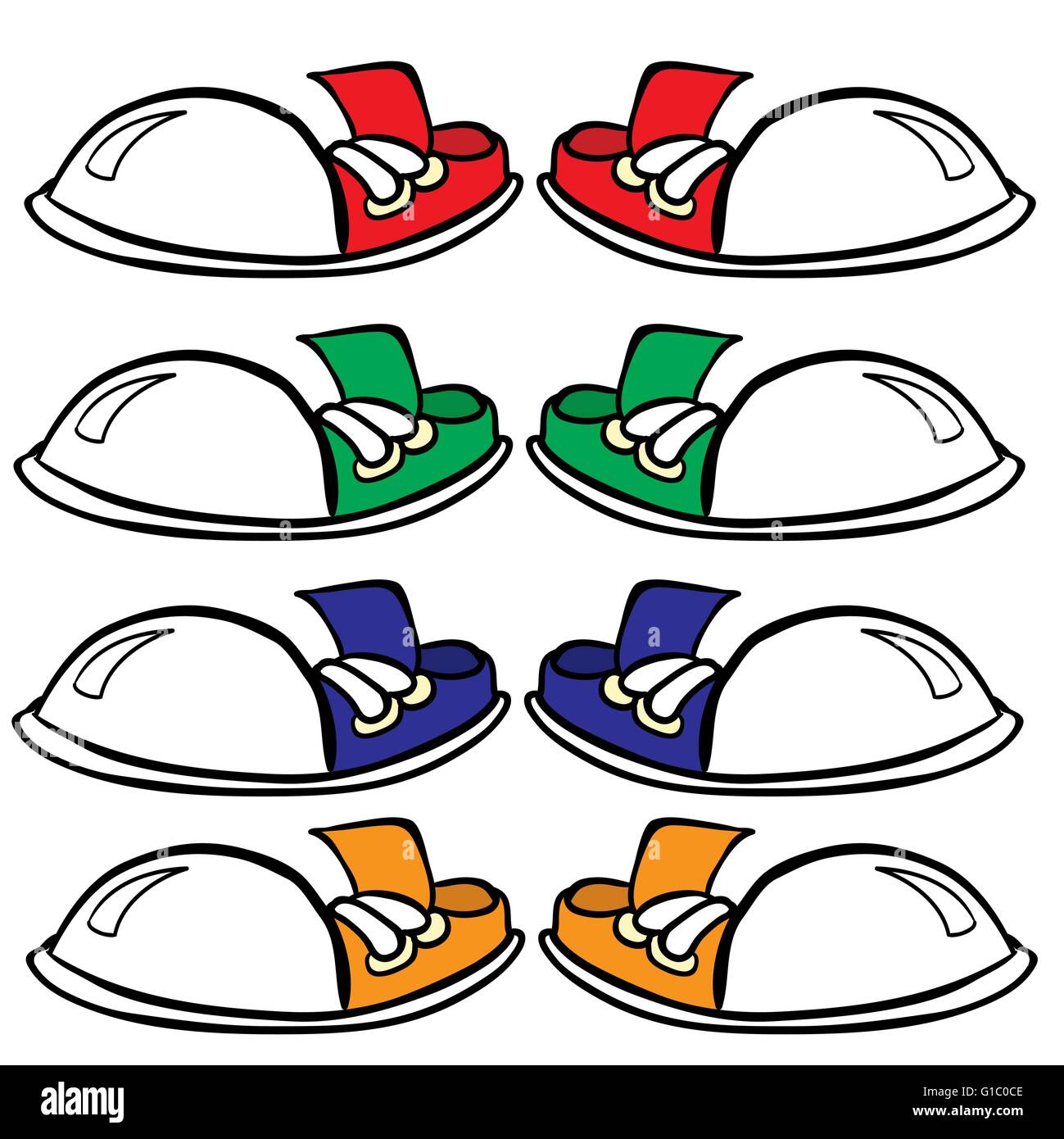 Rouge, vert, bleu et orange paire d'espadrilles Illustration de Vecteur