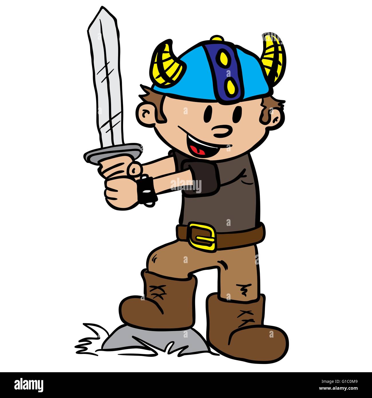 Garçon viking cartoon illustration Illustration de Vecteur