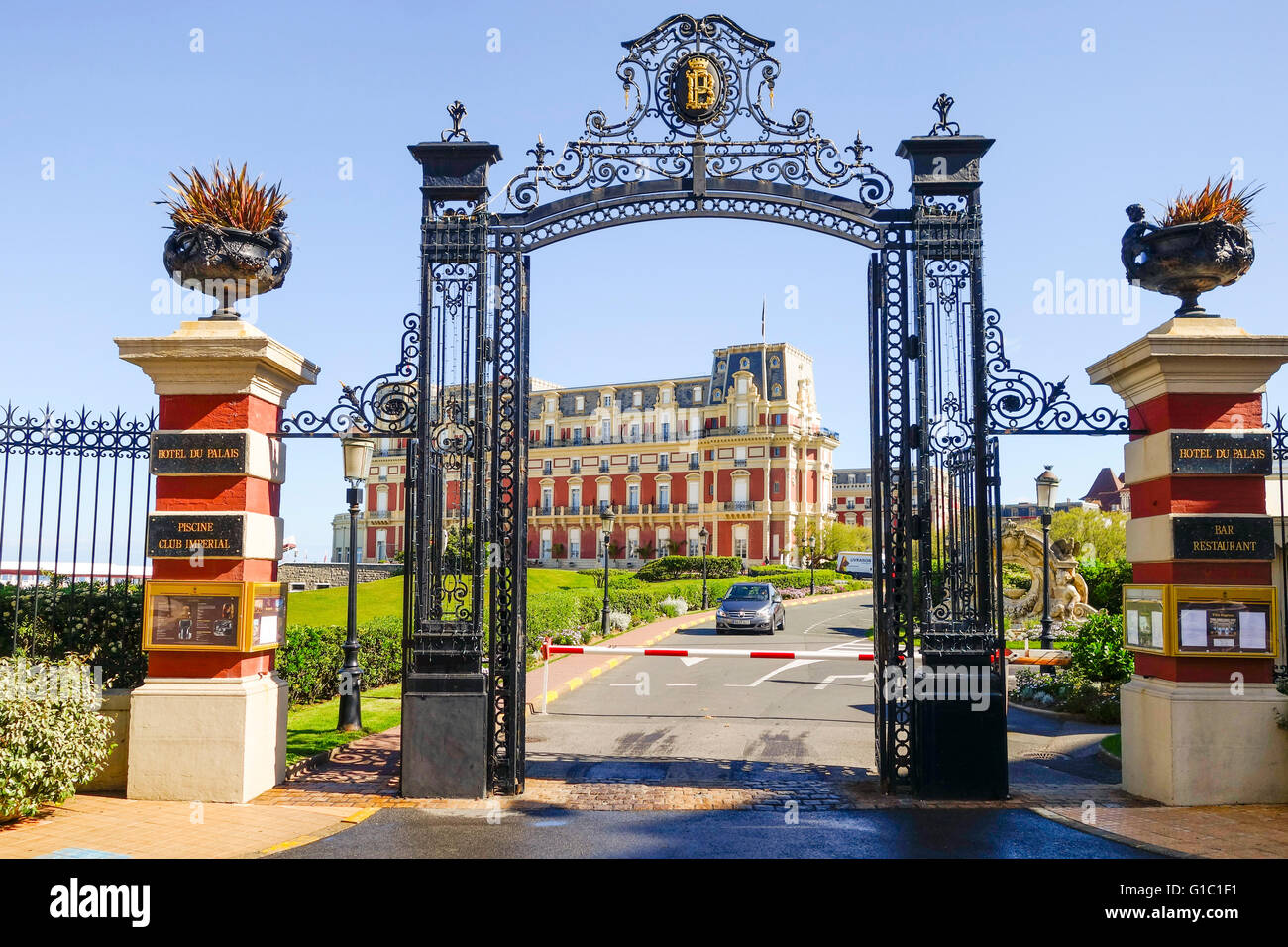 Hôtel du Palais de luxe à plage de Biarritz. Aquitaine, Pays basque, France. Banque D'Images