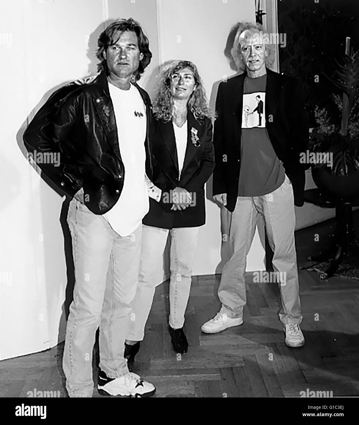 Flucht aus L.A. (Promotiontour) / Kurt Russell / Debra Hill / John Carpenter, Banque D'Images