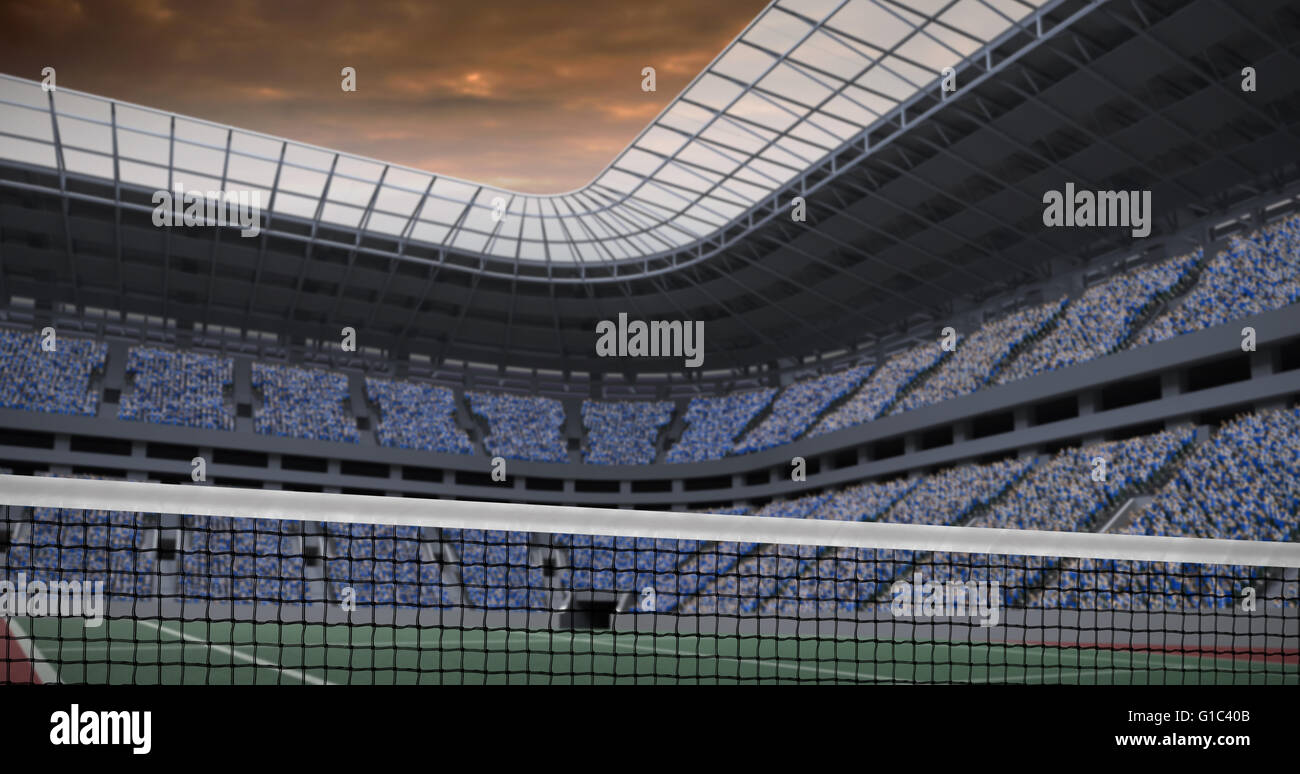 Image composite de l'image numérique de filet de tennis sur un fond blanc Banque D'Images