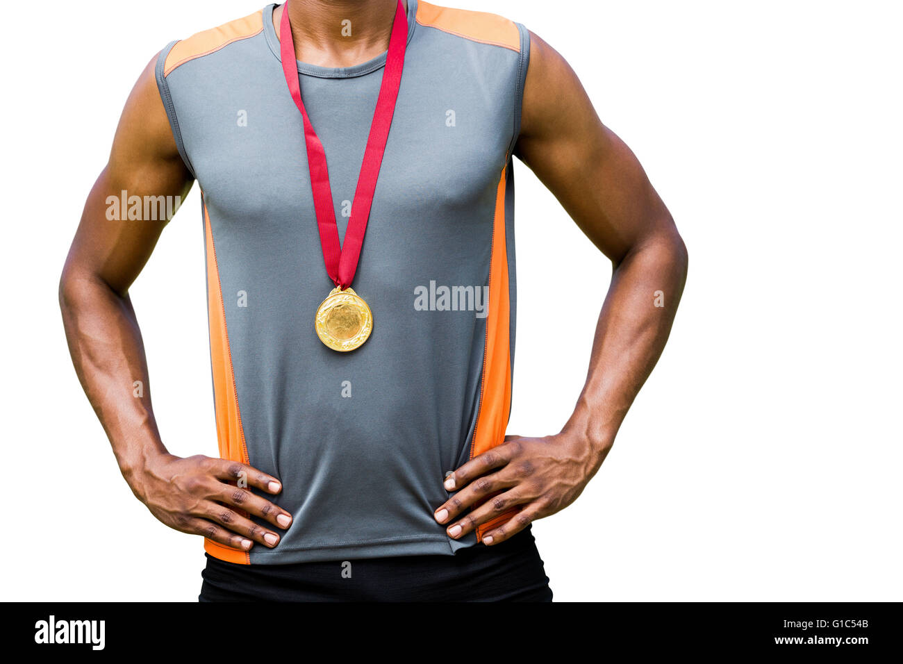 Portrait de sportif poitrine avec des médailles Banque D'Images