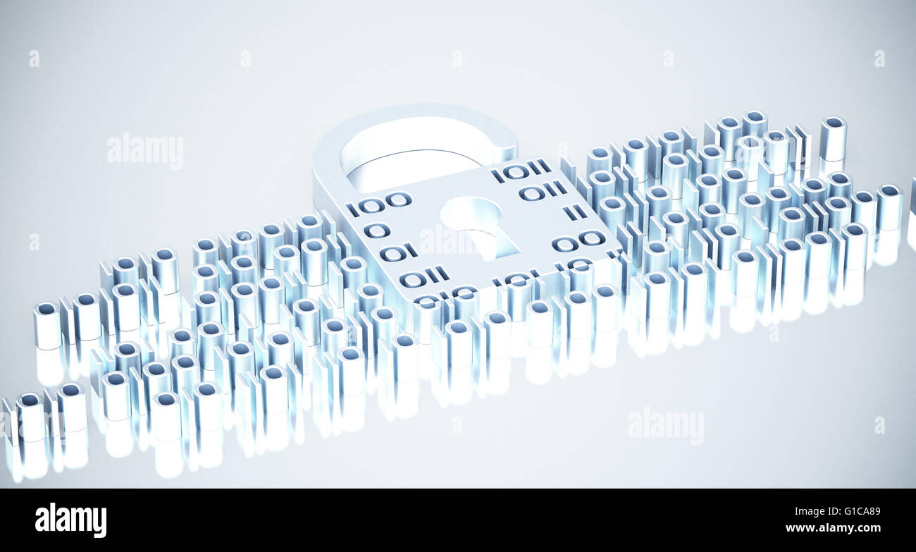 Symbole de cadenas et de code binaire. Concept de sécurité Internet. Banque D'Images