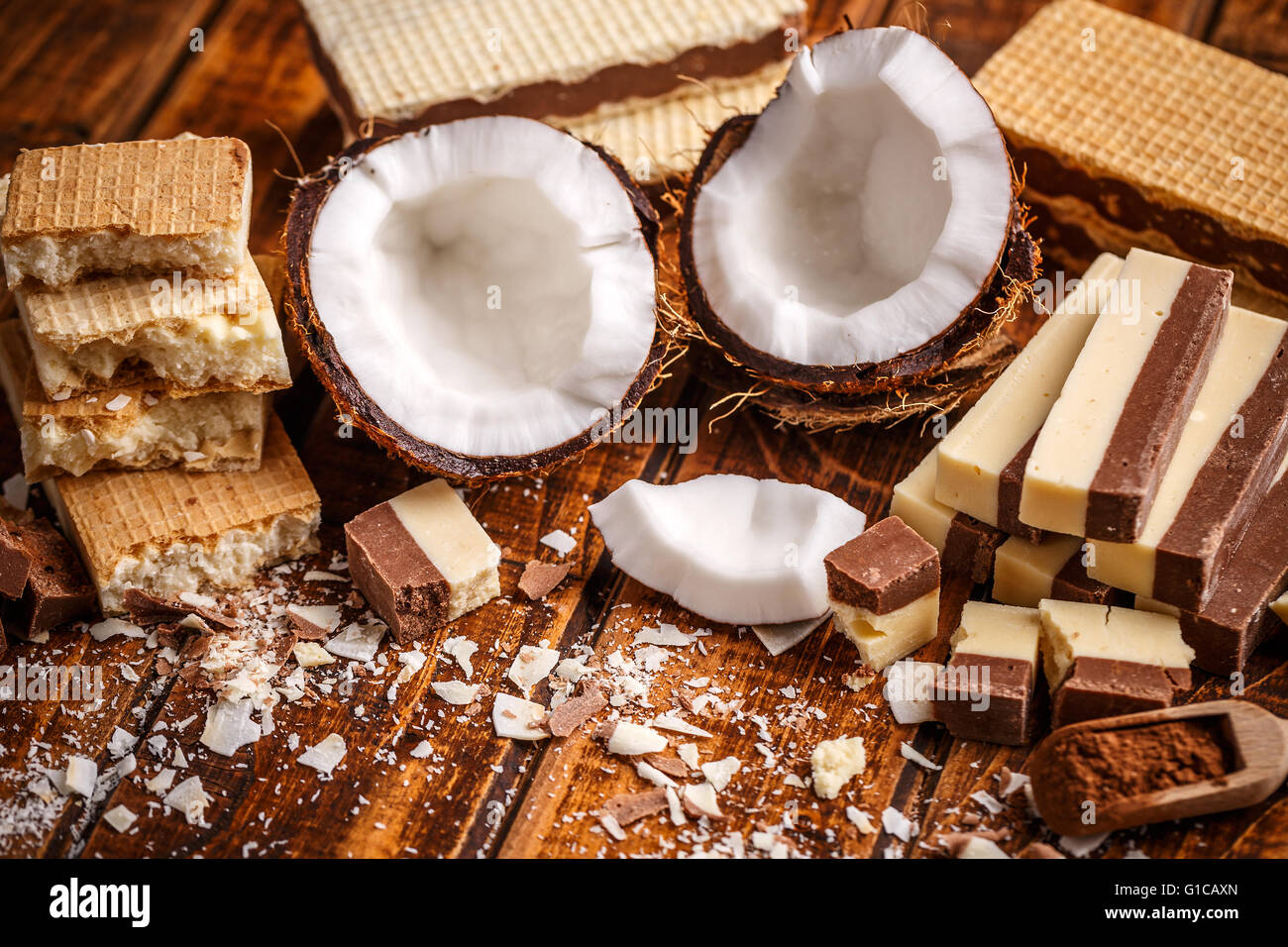 Biscuits sandwich gaufrette et chocolat maison Banque D'Images