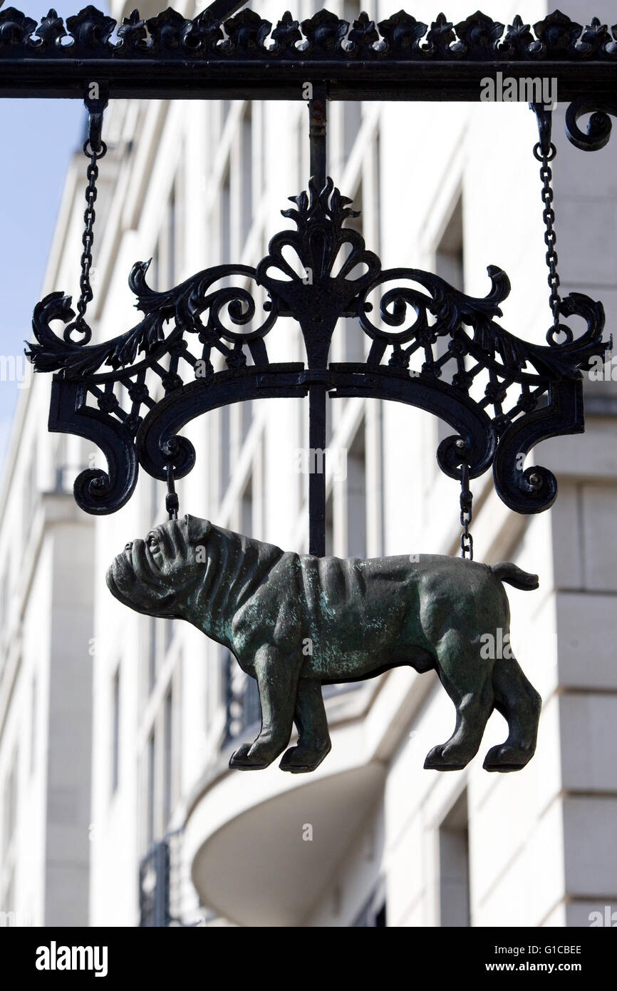Bull Dog Pub britannique Bronze signe Banque D'Images