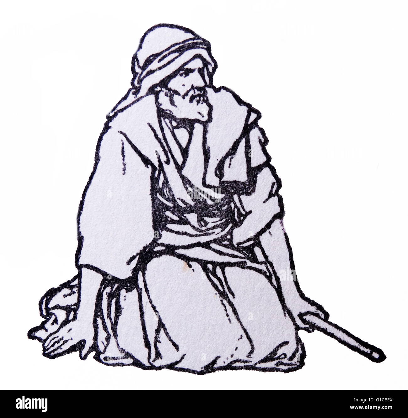 Gravure représentant un prophète Moïse dans les religions abrahamiques. Selon la Bible hébraïque, il était un ancien prince égyptien qui plus tard dans la vie est devenu un leader religieux et législateur, à qui la paternité de la Torah est traditionnellement attribuée Banque D'Images