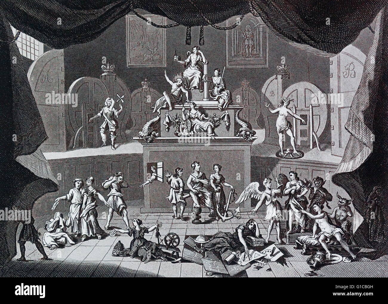 La loterie. par William Hogarth (1697 - 1764). Anglais, peintre, graveur, image satirique. Banque D'Images