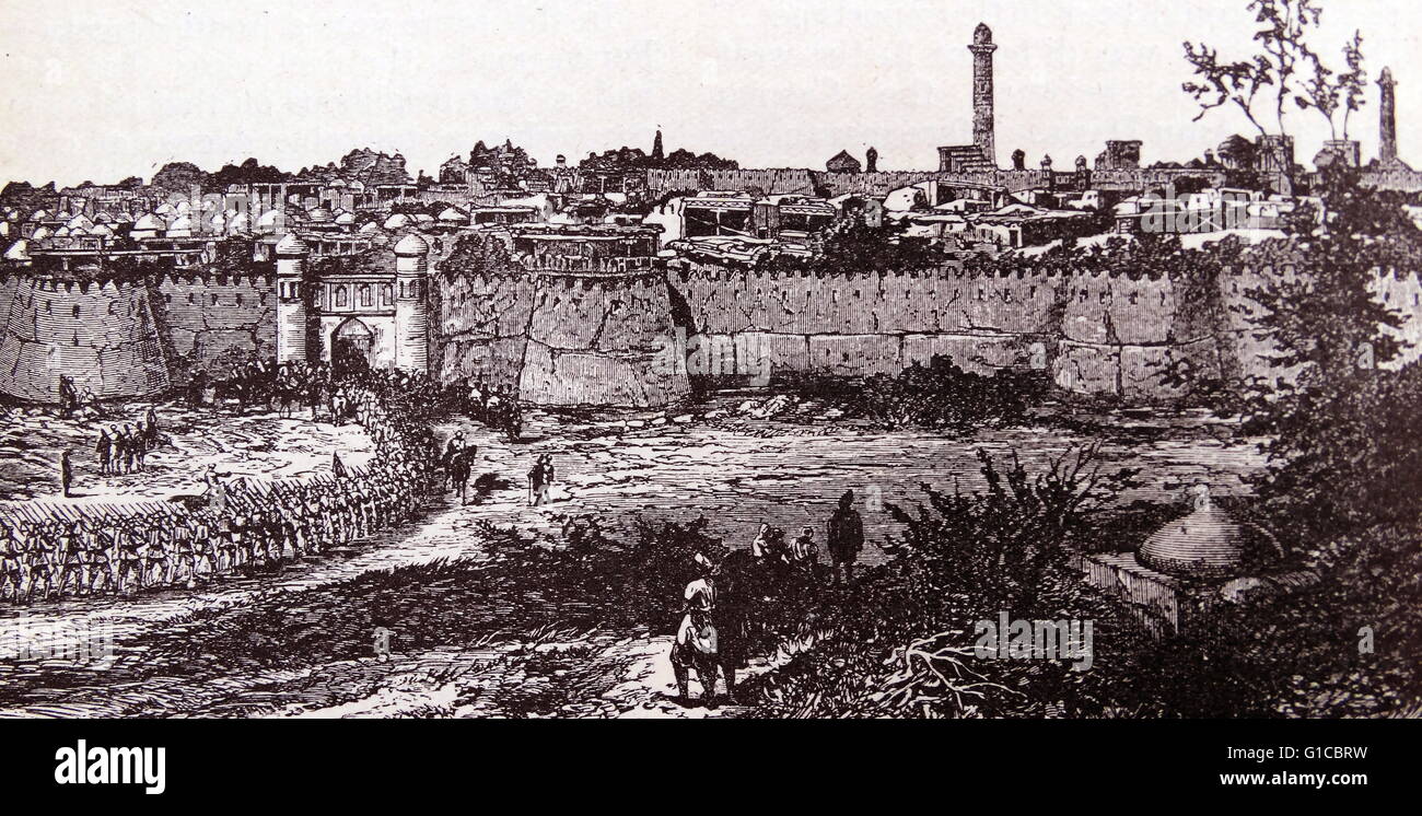 En 1873, le général russe Konstantin von Kaufman a lancé une attaque sur la ville de Khiva en Ouzbékistan. La ville est tombée le 28 mai 1873. Banque D'Images
