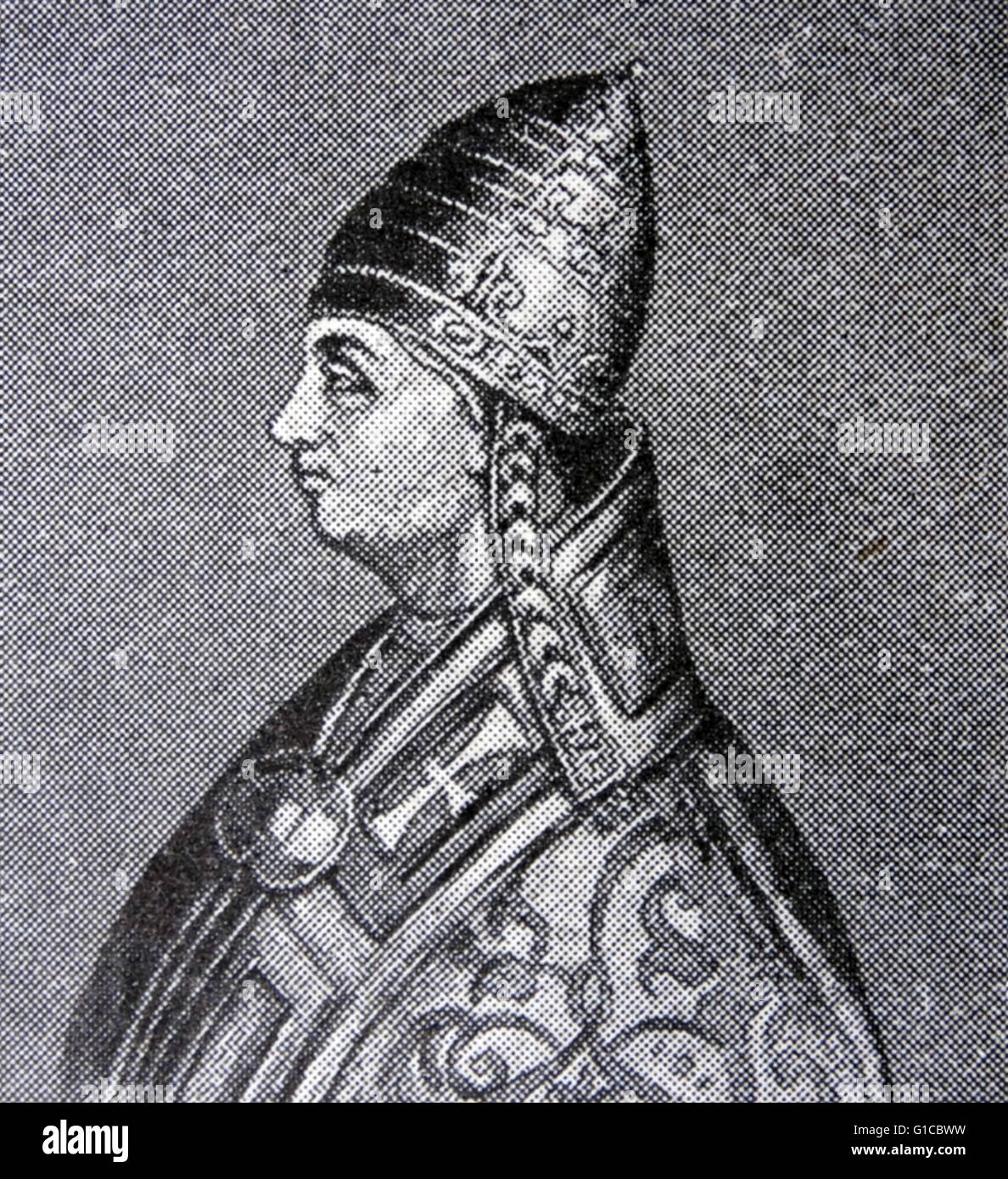 Portrait du pape Adrien IV (1100-1159) Né Nicholas Breakspear, le seul Anglais d'avoir occupé le trône papal. Banque D'Images