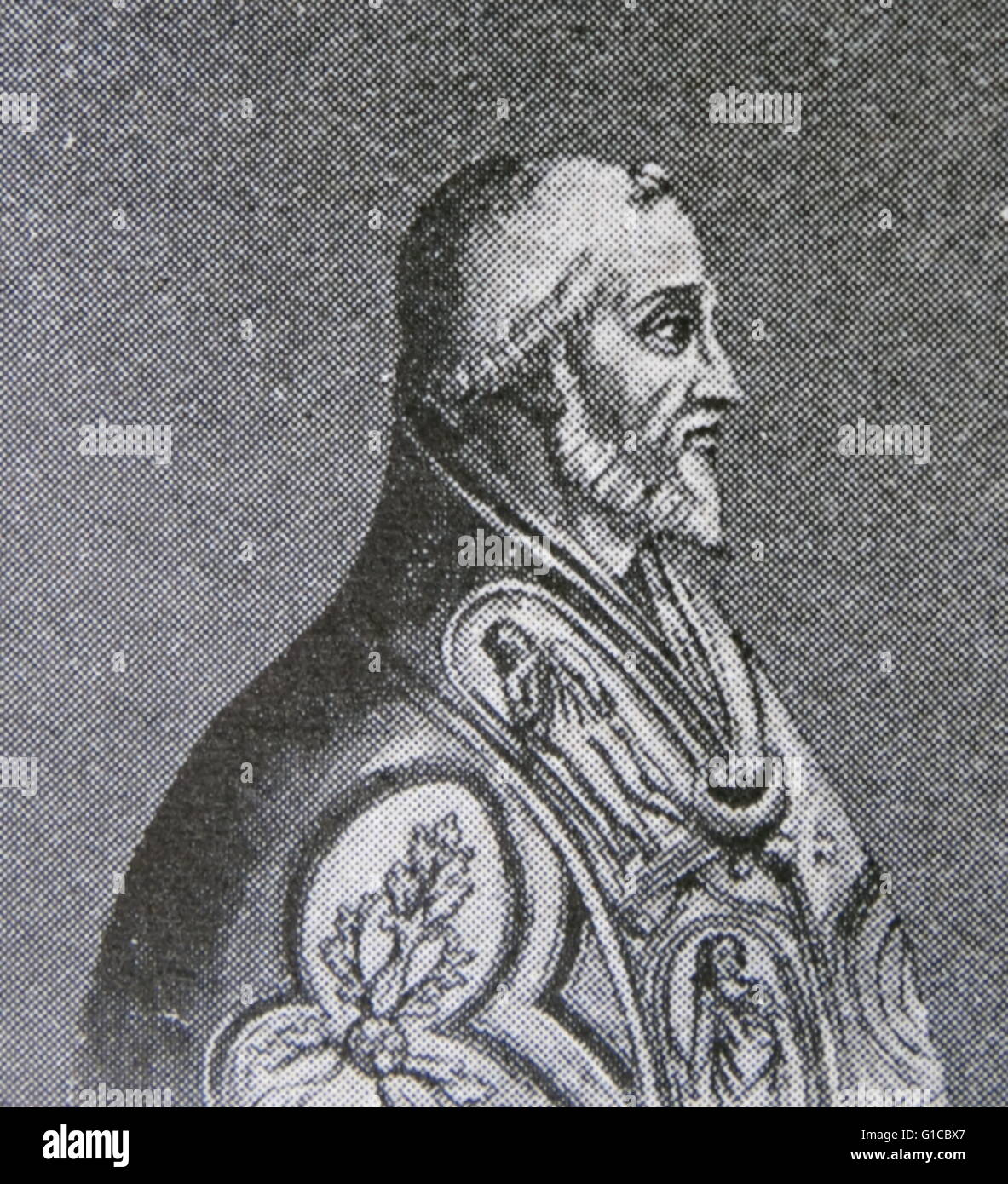 Portrait du pape Léon IX (1002-1054) né Bruno d'Egisheim-Dagsburg, un aristocrate allemand et un puissant souverain séculier de l'Italie centrale en maintenant la papauté. Banque D'Images