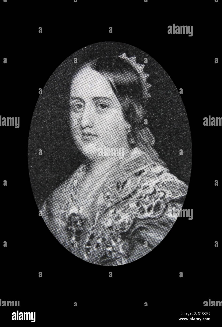 Portrait de la reine Marie II de Portugal (1819-1853) a été reine du Royaume du Portugal et l'Algarves. En date du 19e siècle Banque D'Images