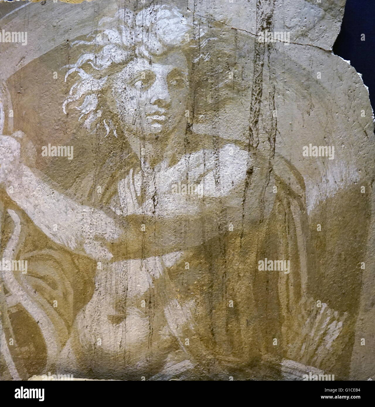 Morceau de plâtre peint représentant Apollon. Par Hendrick Goltzius (1558-1617) Graveur néerlandais d'origine allemande, dessinateur et peintre. En date du 16e siècle Banque D'Images