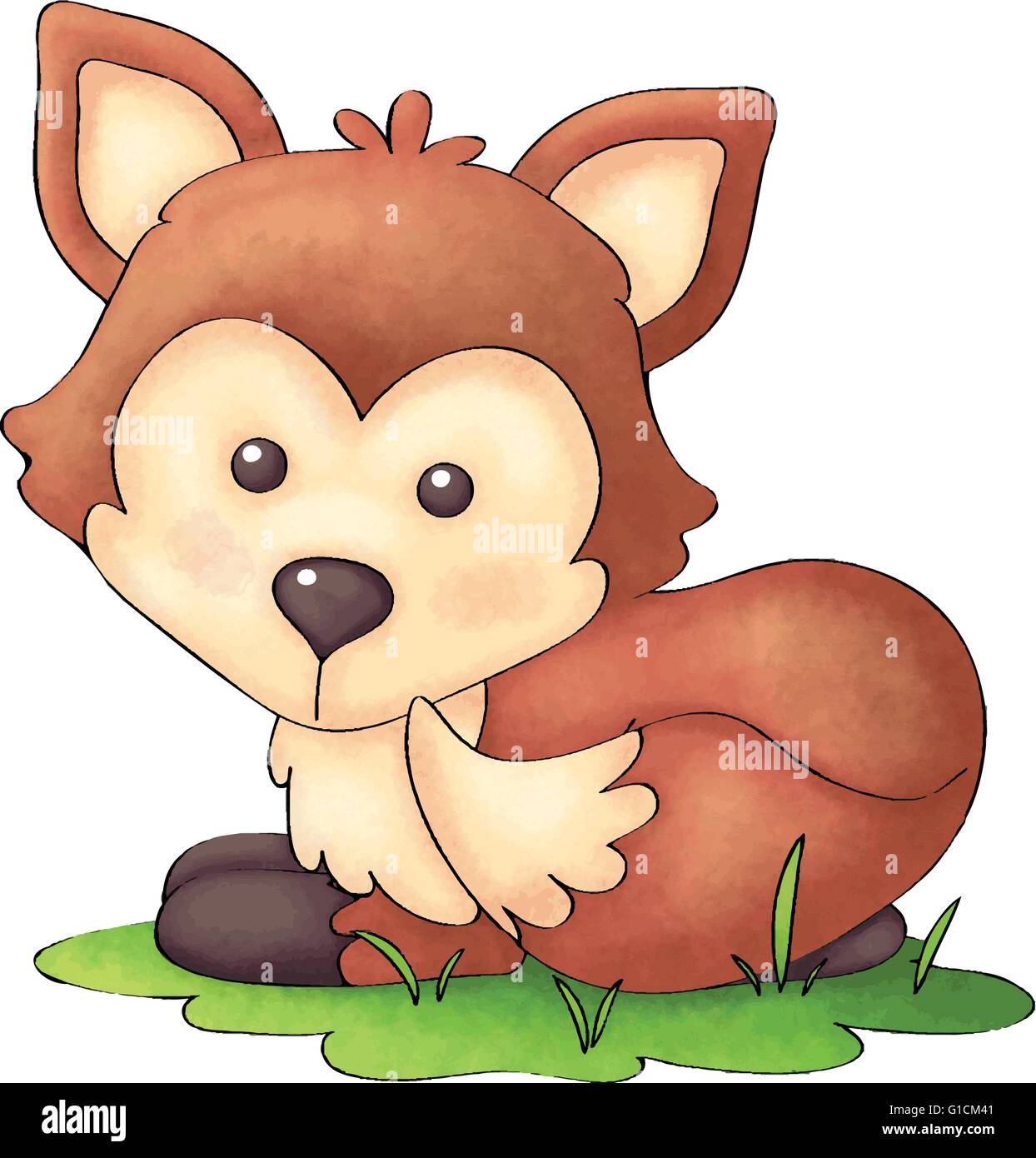 Fox, le renard, foxy, animaux, créatures, critters, boisé, forêt, forêt, forêt, bébé, bébés, enfants, enfant, chiots, chiot, chiens Illustration de Vecteur
