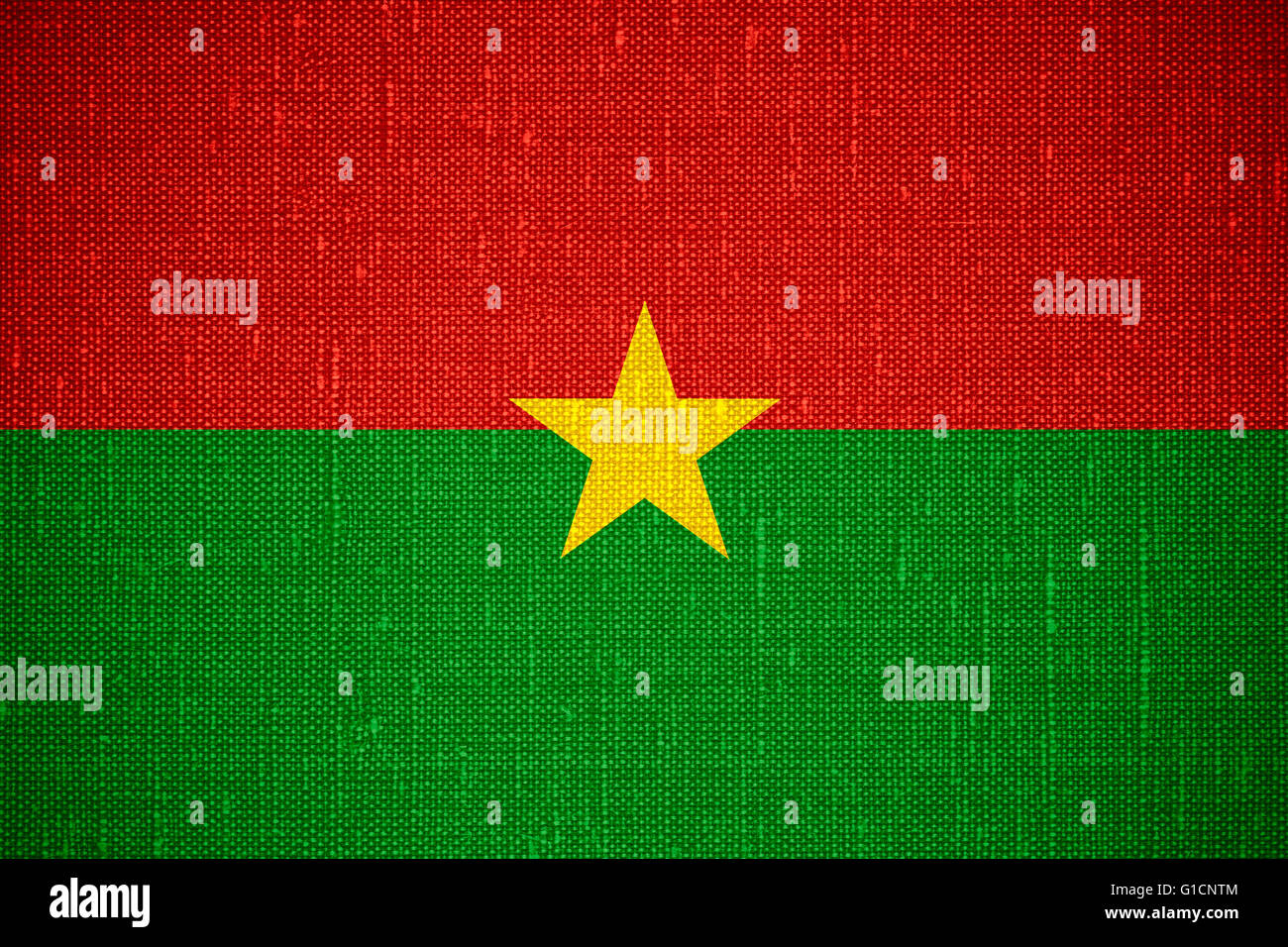 Drapeau du Burkina Faso ou bannière sur fond cnavas Banque D'Images