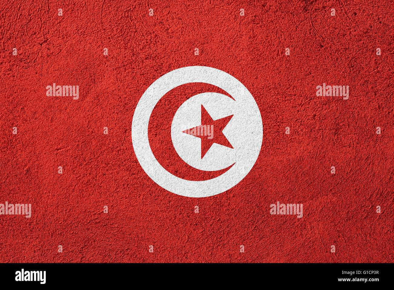 Drapeau de la Tunisie ou bannière tunisien sur un motif de fond Banque D'Images