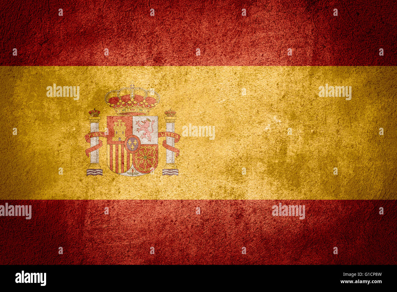 Pavillon de l'Espagne ou l'espagnol bannière sur fond de pierre Banque D'Images