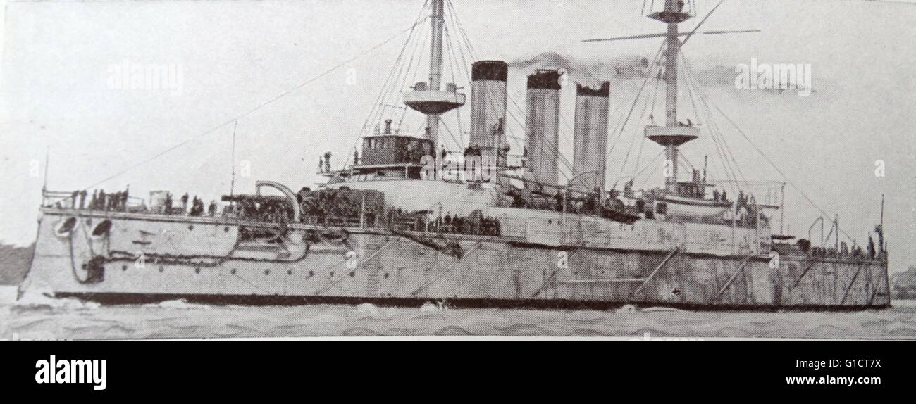 Cuirassé Shikishima japonais, le premier navire de la classe Shikishima de cuirassés pré-dreadnought construit pour la Marine impériale japonaise par les chantiers navals britanniques à la fin des années 1890 Banque D'Images