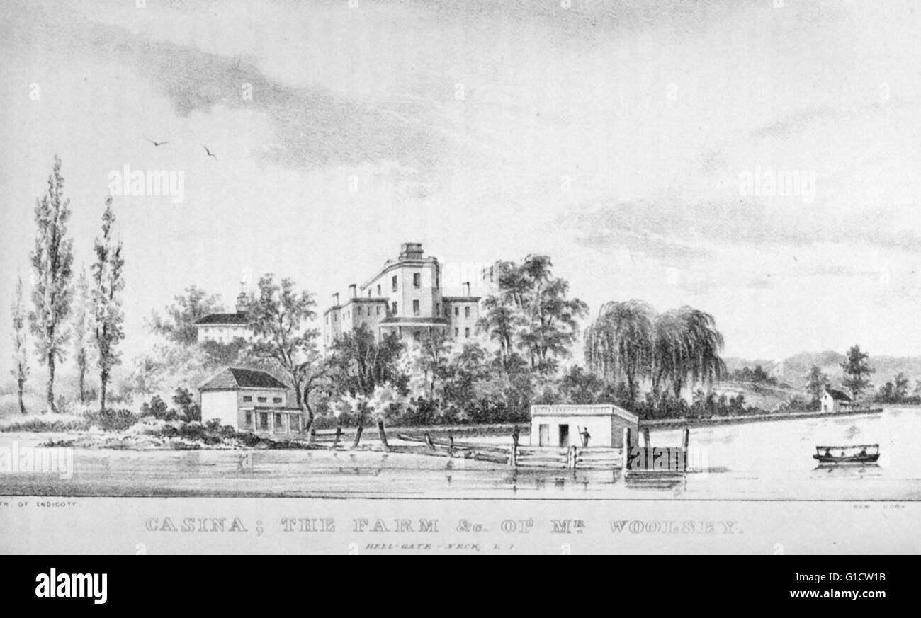Casina, la ferme et les terres de Monsieur Woolsey à Hell-Gate-cou, Long Island, New York. Banque D'Images