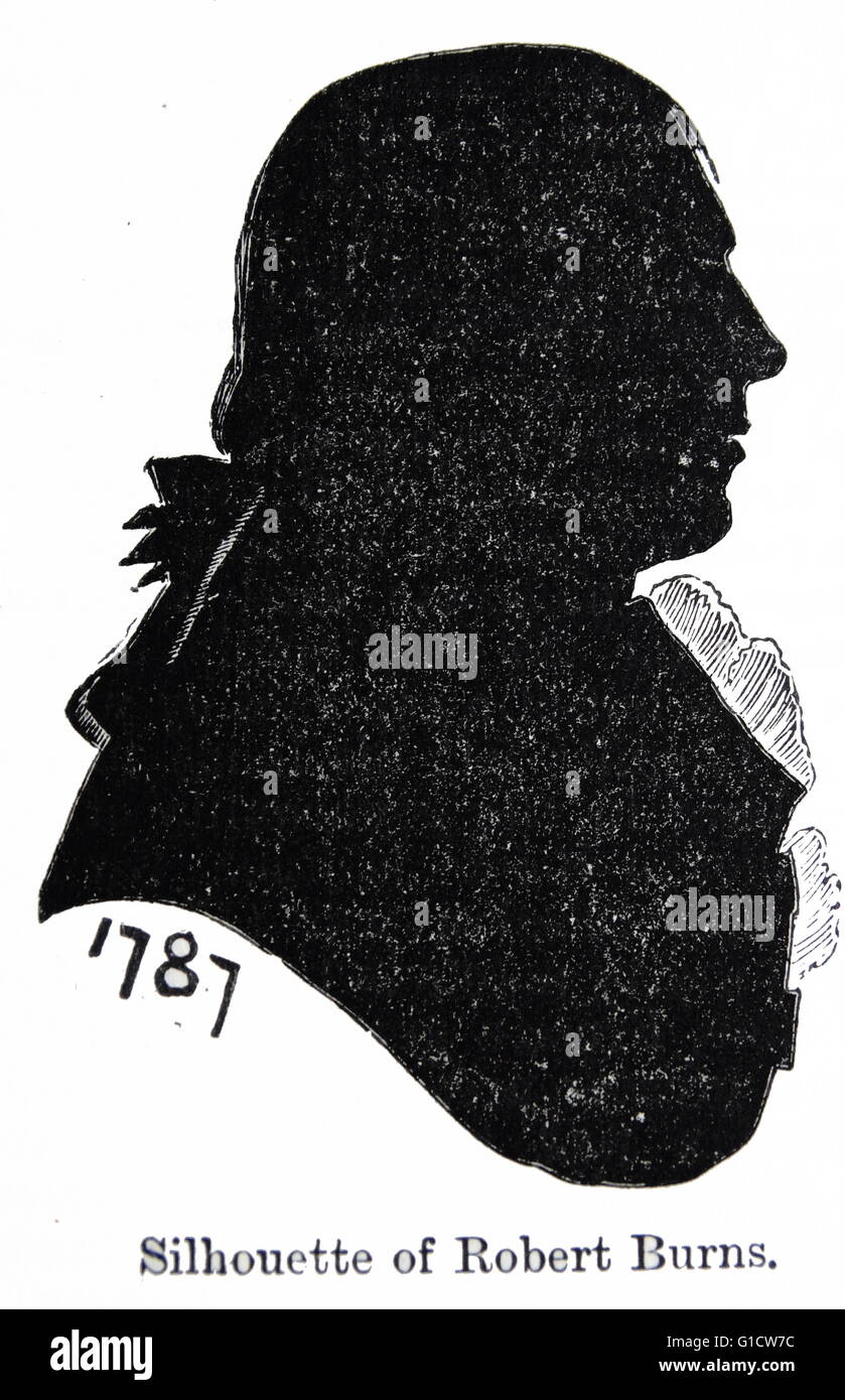 Silhouette de Robert Burns (1759-1796), un poète écossais et parolier. En date du 18e siècle. Banque D'Images