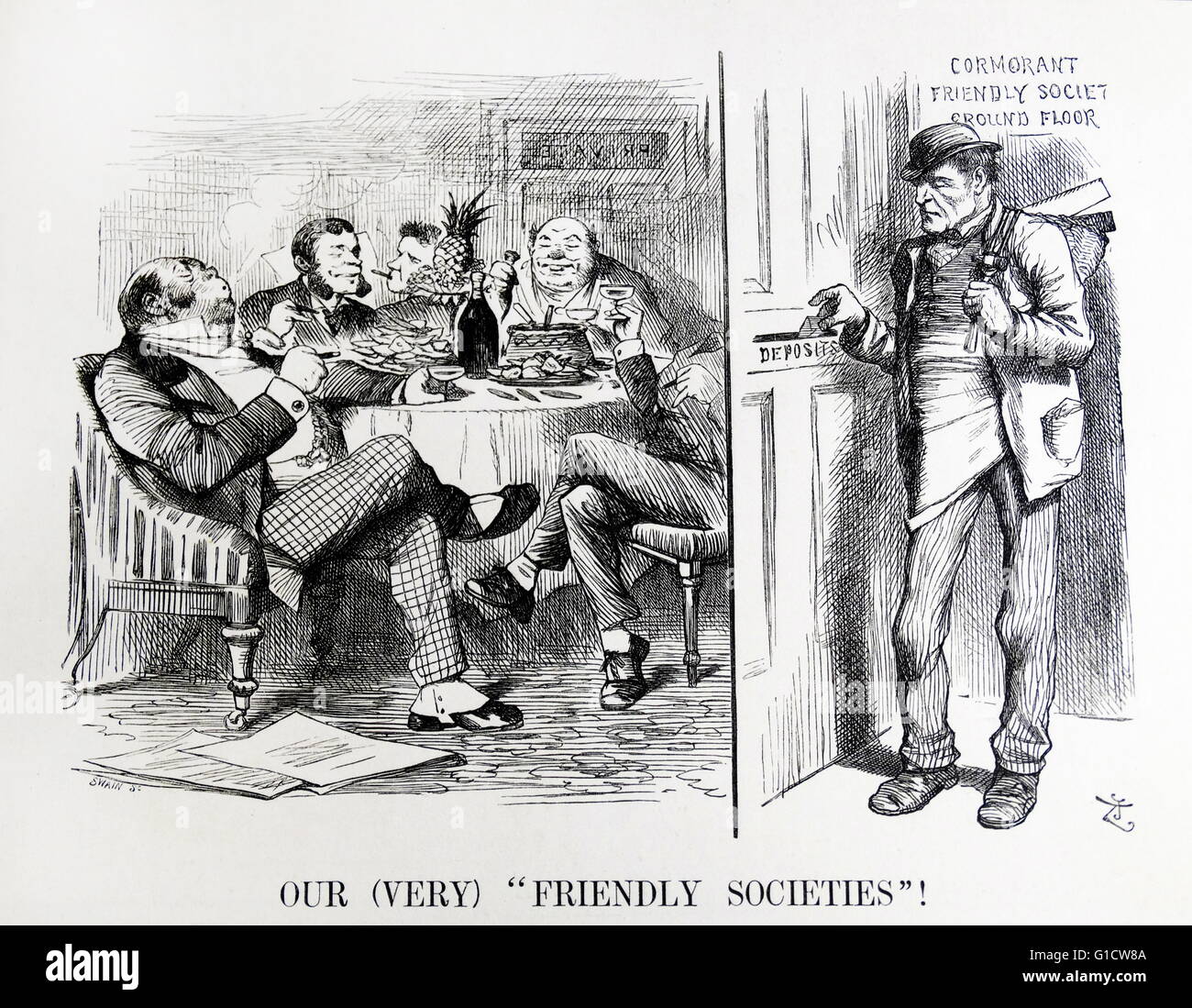 John Tenniel Caricature intitulée 'enquête par le Registraire général de l' . Par Sir John Tenniel (1820-1914), un illustrateur anglais, graphique, humoriste et caricaturiste politique. En date du 19e siècle Banque D'Images