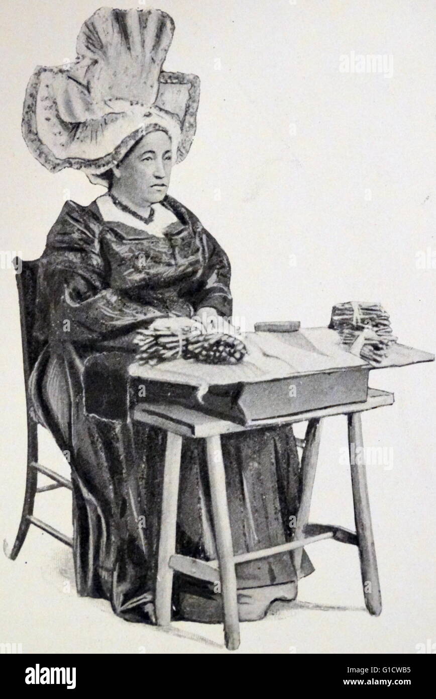 Impression d'une femme portant un Norman Head-Dress. En date du 19e siècle Banque D'Images