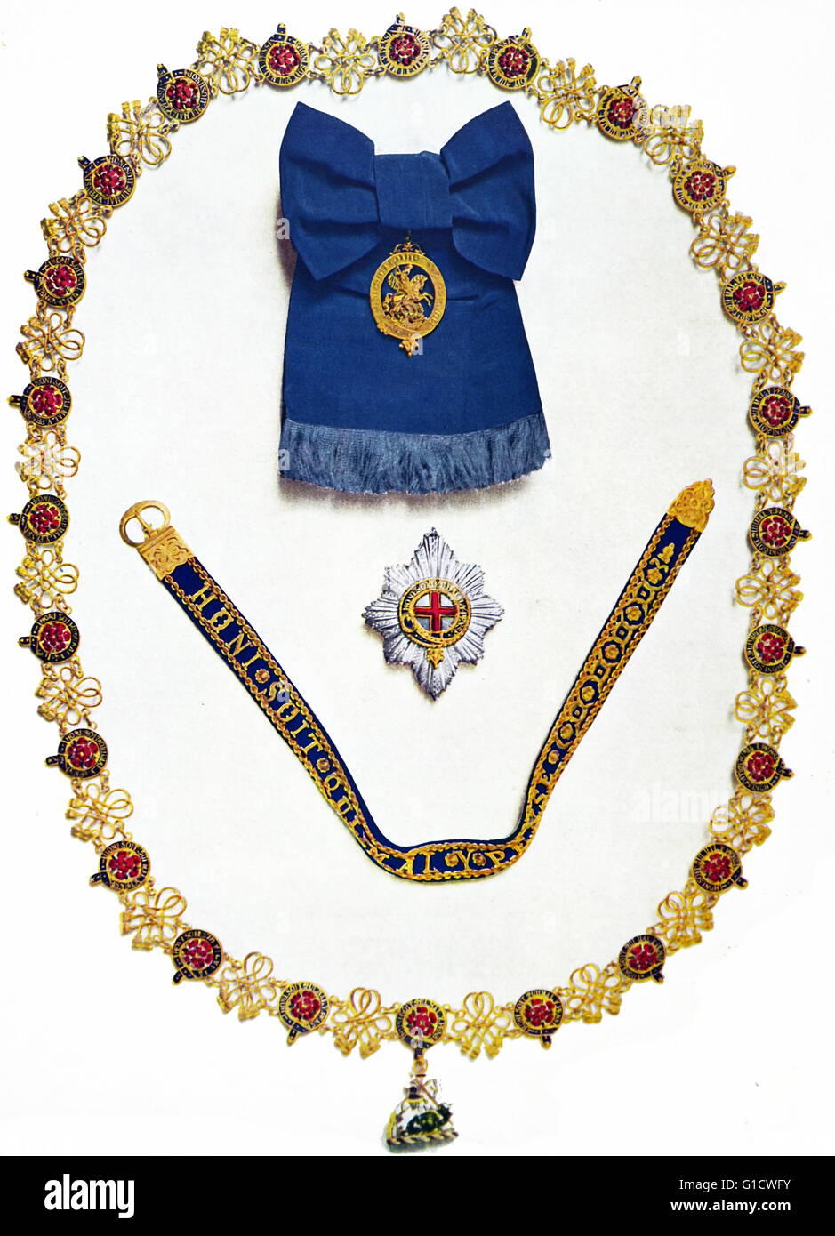 Ordre de la jarretière et d'autres insignes ordersand couronnement porté par le roi George VI à son couronnement et Roi britannique en 1937 Banque D'Images