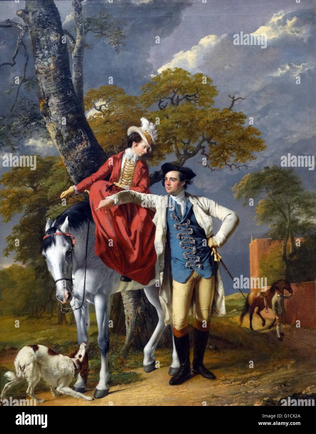 Peinture intitulé 'Mr et Mme Thomas Coltman' par Joseph Wright of Derby (1734-1797) un peintre de portrait et paysage anglais. En date du 18e siècle Banque D'Images