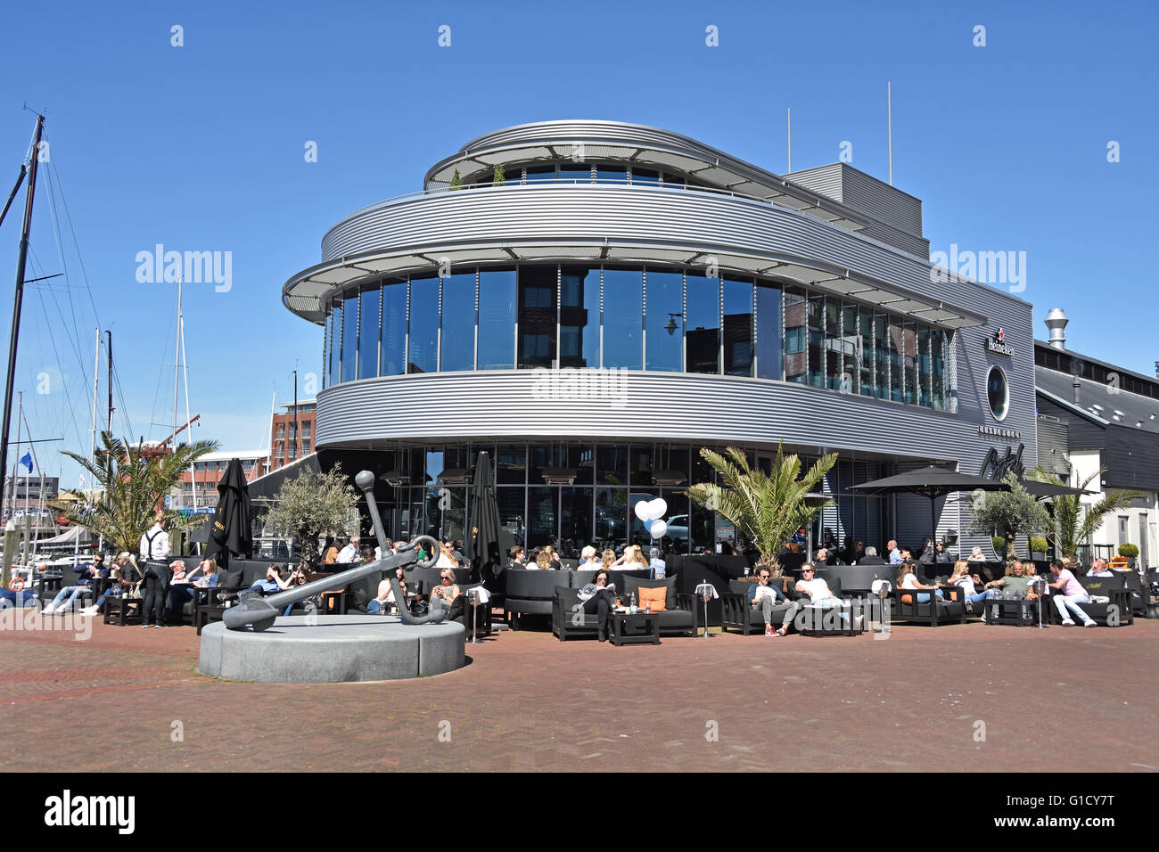 Restaurant Bar du Port de capture ( Schevenigen Lelykade Médecin Vissershaven ) La Haye Pays-Bas Dutch Banque D'Images