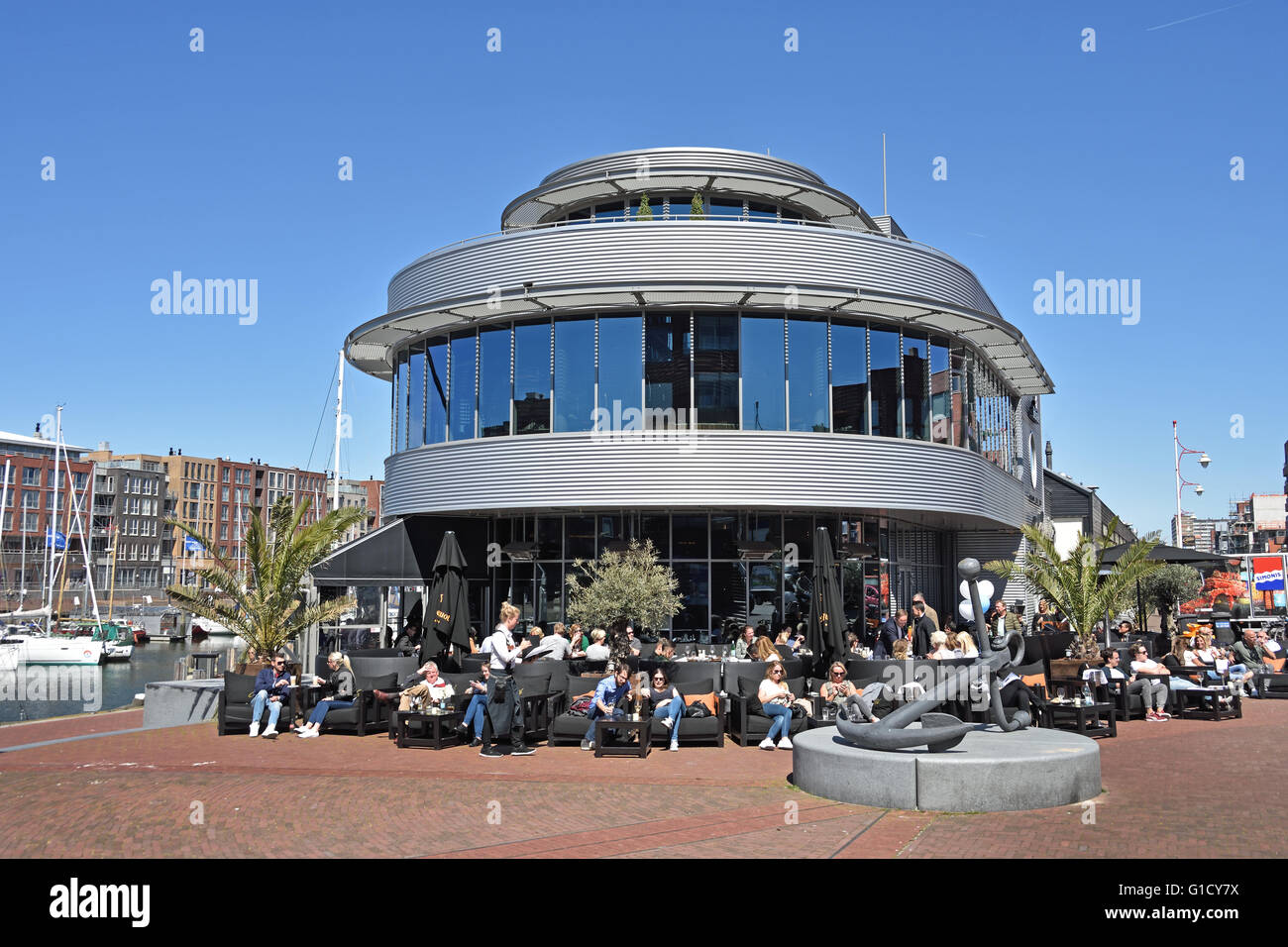 Restaurant Bar du Port de capture ( Schevenigen Lelykade Médecin Vissershaven ) La Haye Pays-Bas Dutch Banque D'Images