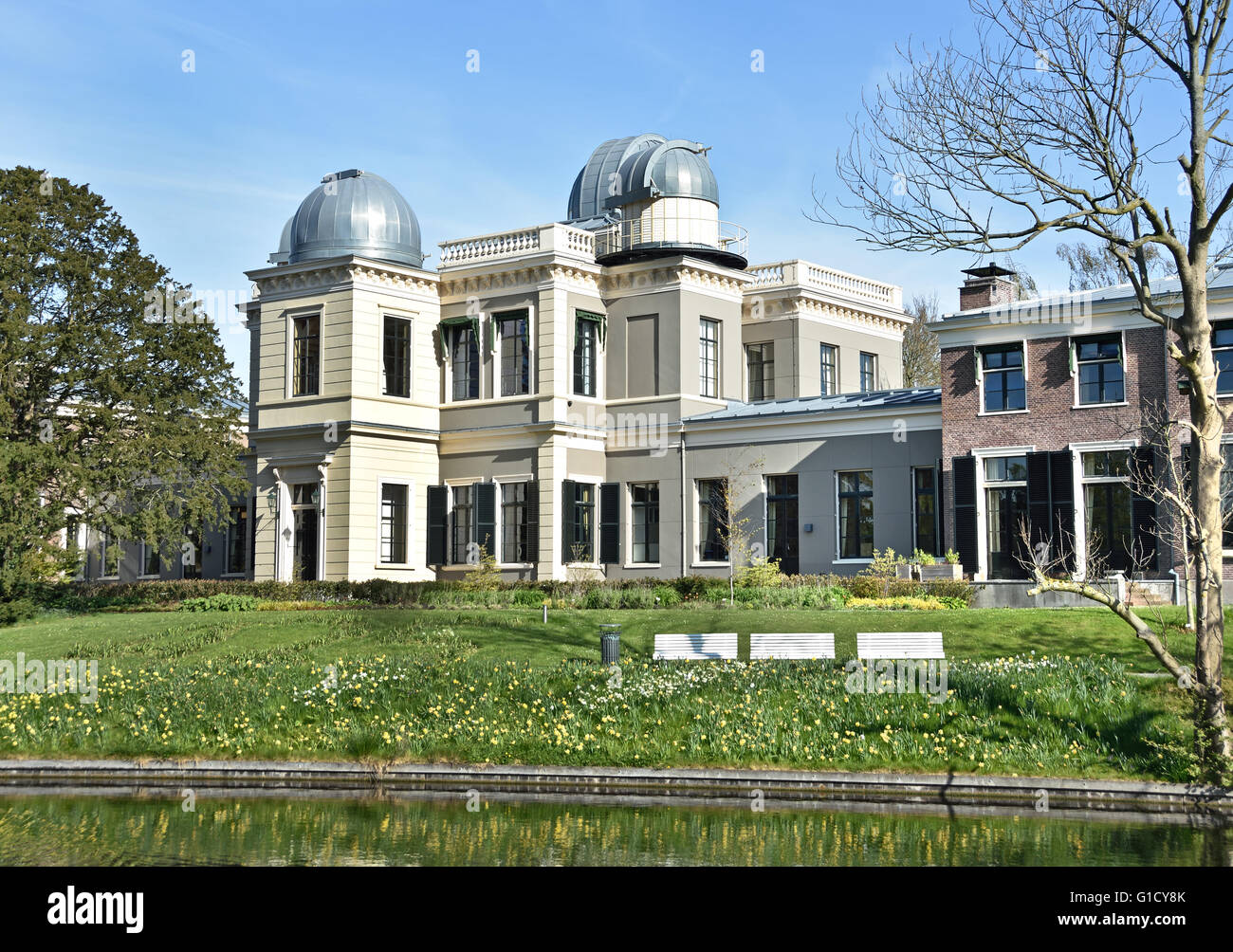 Sterrenwacht Leiden 1633 Observatoire astronomique du vieil University 1575 (où Albert Einstein y enseigne ) Pays-Bas Banque D'Images