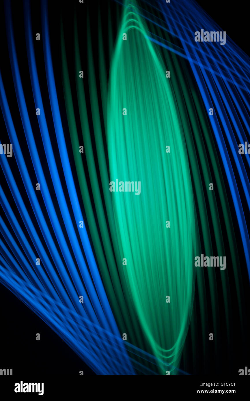 Un Physiogram bleu et vert sur fond noir Banque D'Images