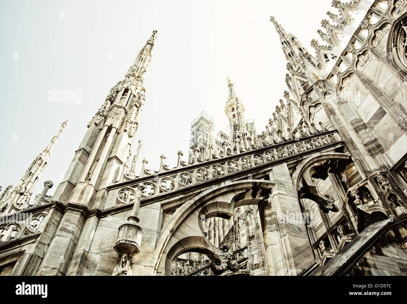 Détail de la cathédrale de Milan - Duomo di Milano, Italie. Thème de l'architecture. Patrimoine culturel. Grande église. L'architecture religieuse. Banque D'Images