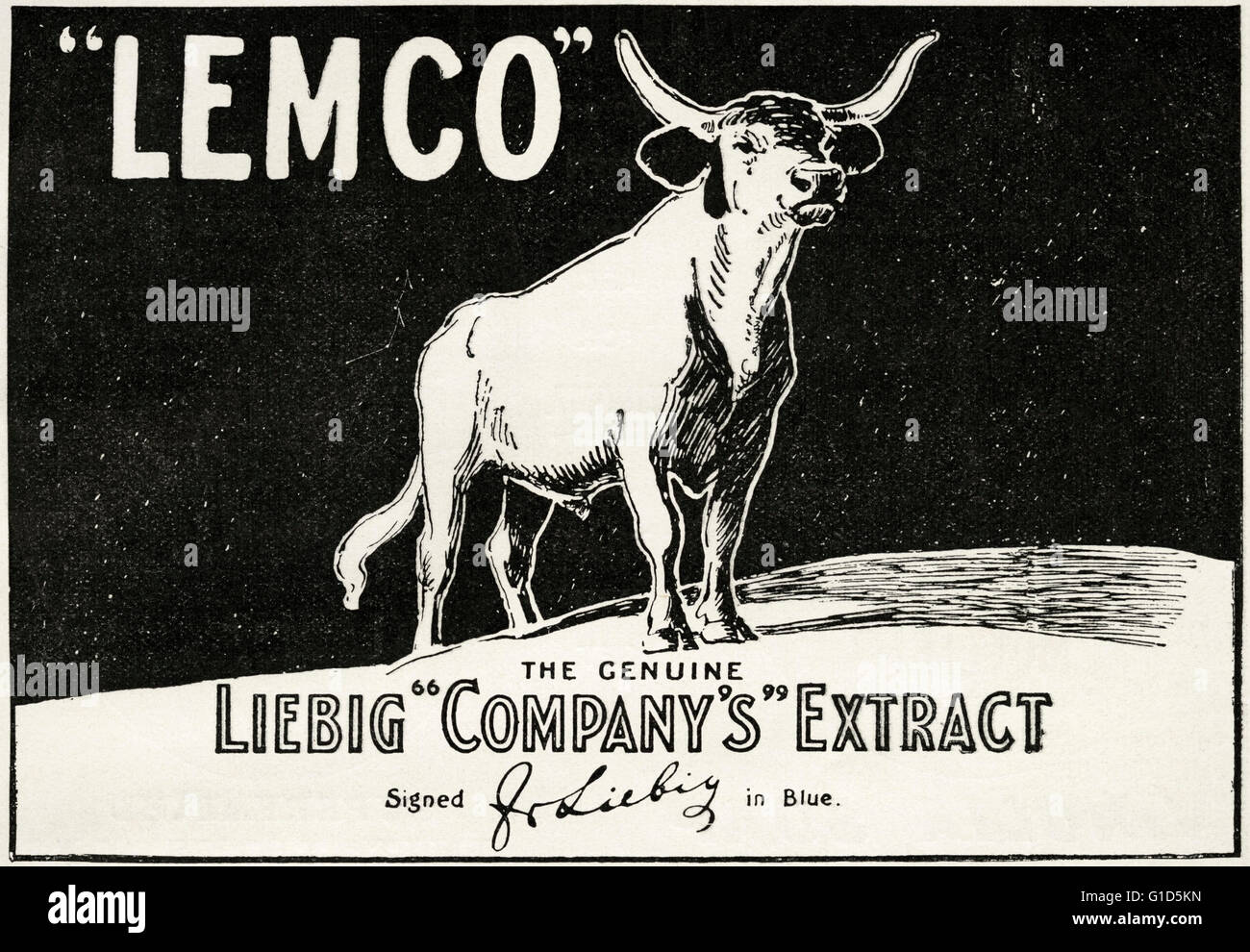 Old vintage original annonce magazine à partir de la fin de l'époque victorienne en date du 1900. Publicité Publicité Liebig Company Extrait du Lemco Banque D'Images