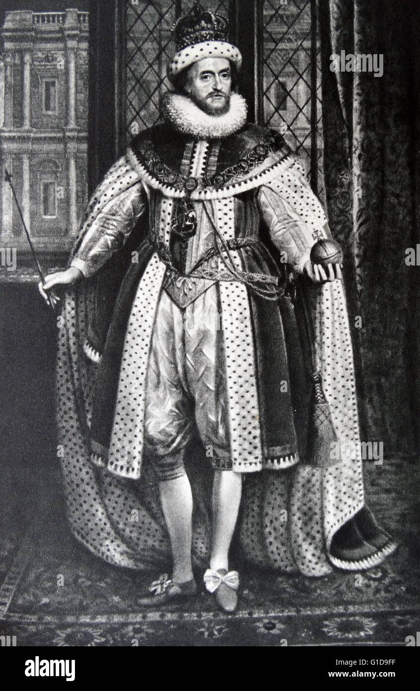 Portrait du roi Jacques Ier d'Angleterre (Jacques VI d'Écosse), 1566-1625. Monarque de la maison de Stuart Banque D'Images