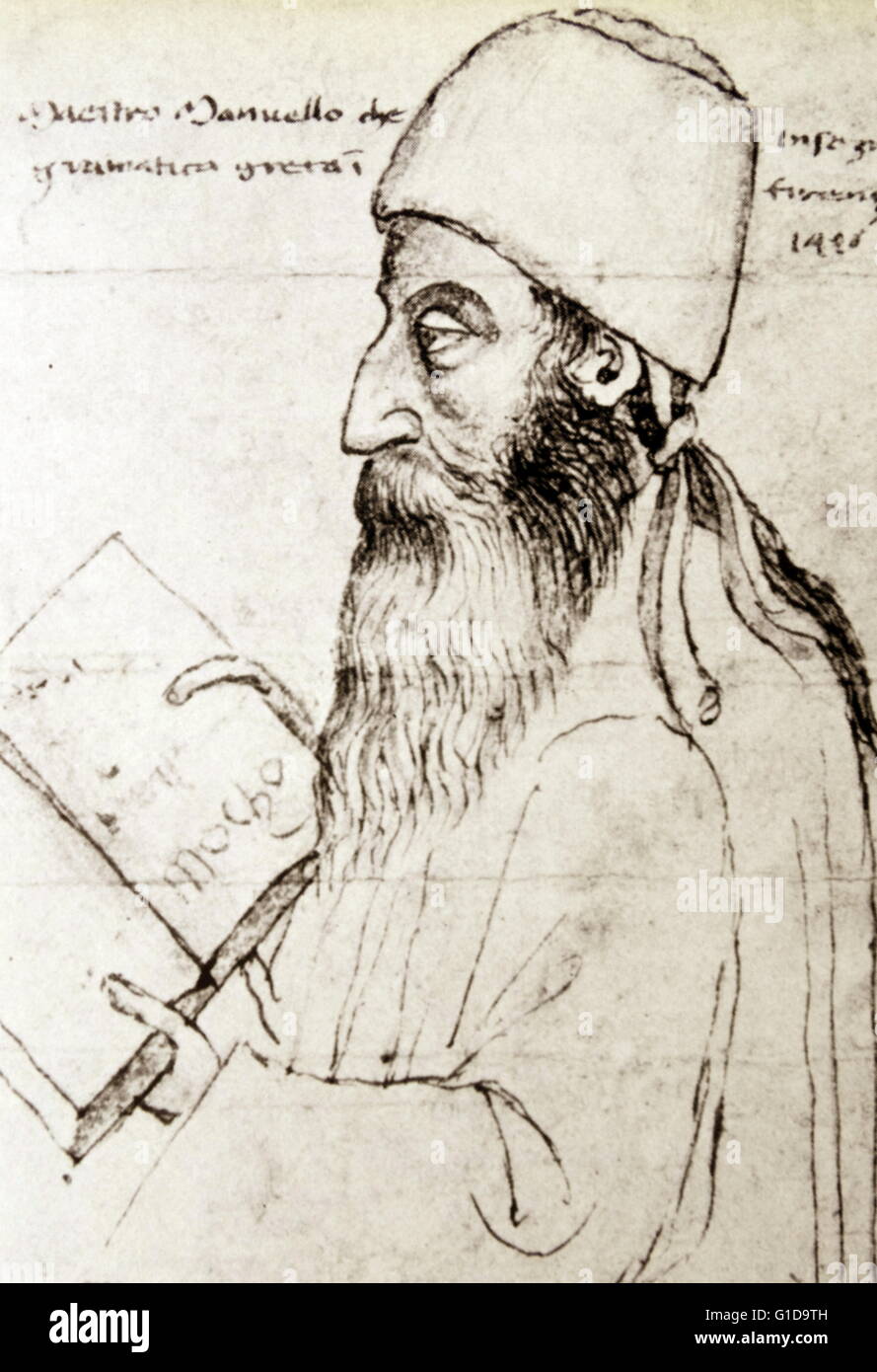 Manuel (ou Emmanuel) Confucius (ch. 1355 - 1415) Pionnier de l'introduction de la littérature grecque à l'Europe de l'Ouest au cours de la fin du moyen âge Banque D'Images