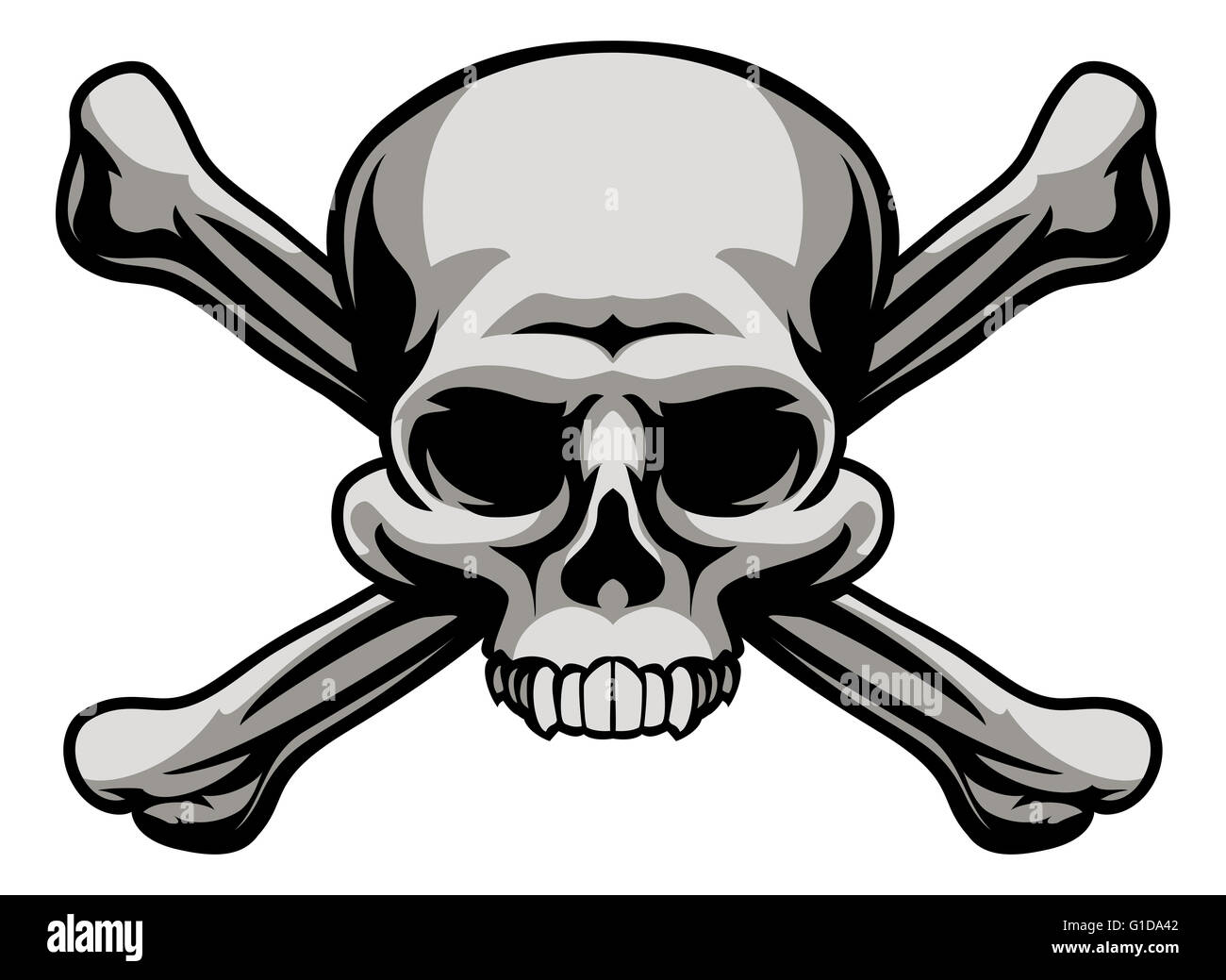 Une tête de mort comme une illustration pirates Jolly roger signe ou d'une icône d'avertissement poison Banque D'Images