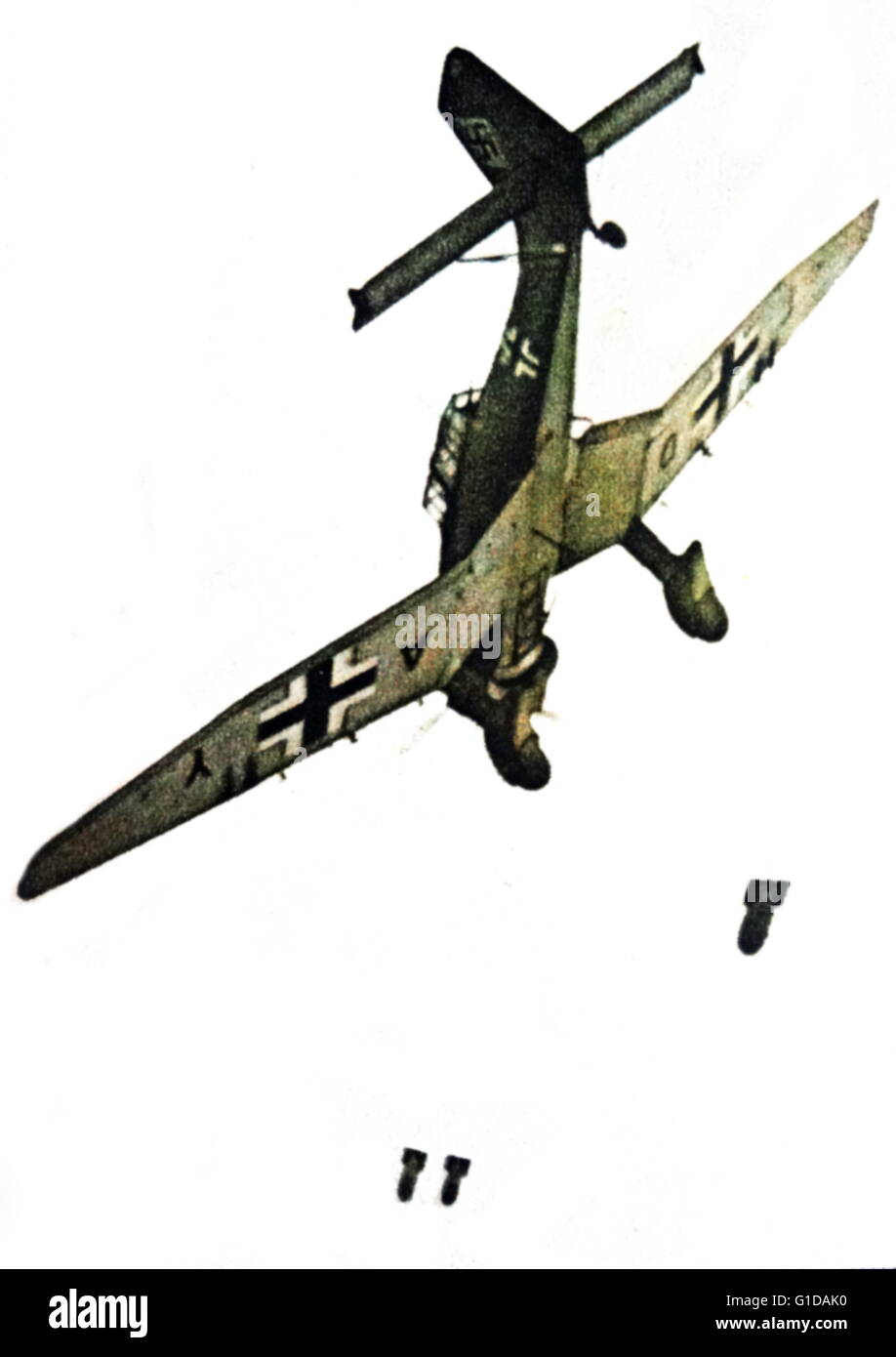 Le Junkers Ju 87 Stuka ou deux-man (pilote et mitrailleur arrière) bombardier en piqué allemand et d'attaque au sol. Conçu par Hermann Pohlmann, le Stuka premier vol en 1935 et a fait ses débuts au combat en 1936 dans le cadre de la légion Condor de la Luftwaffe pendant la guerre civile espagnole. Banque D'Images