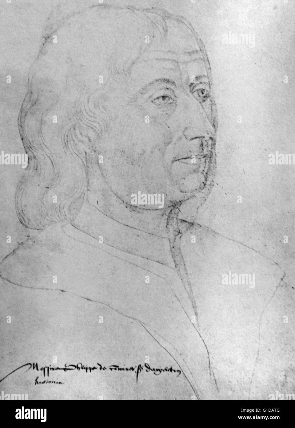 Philippe de Commynes, Seigneur d'Argentan, chroniqueur et conseiller de Louis XI de France. À partir d'un dessin dans le Recueil d'Arras. Banque D'Images