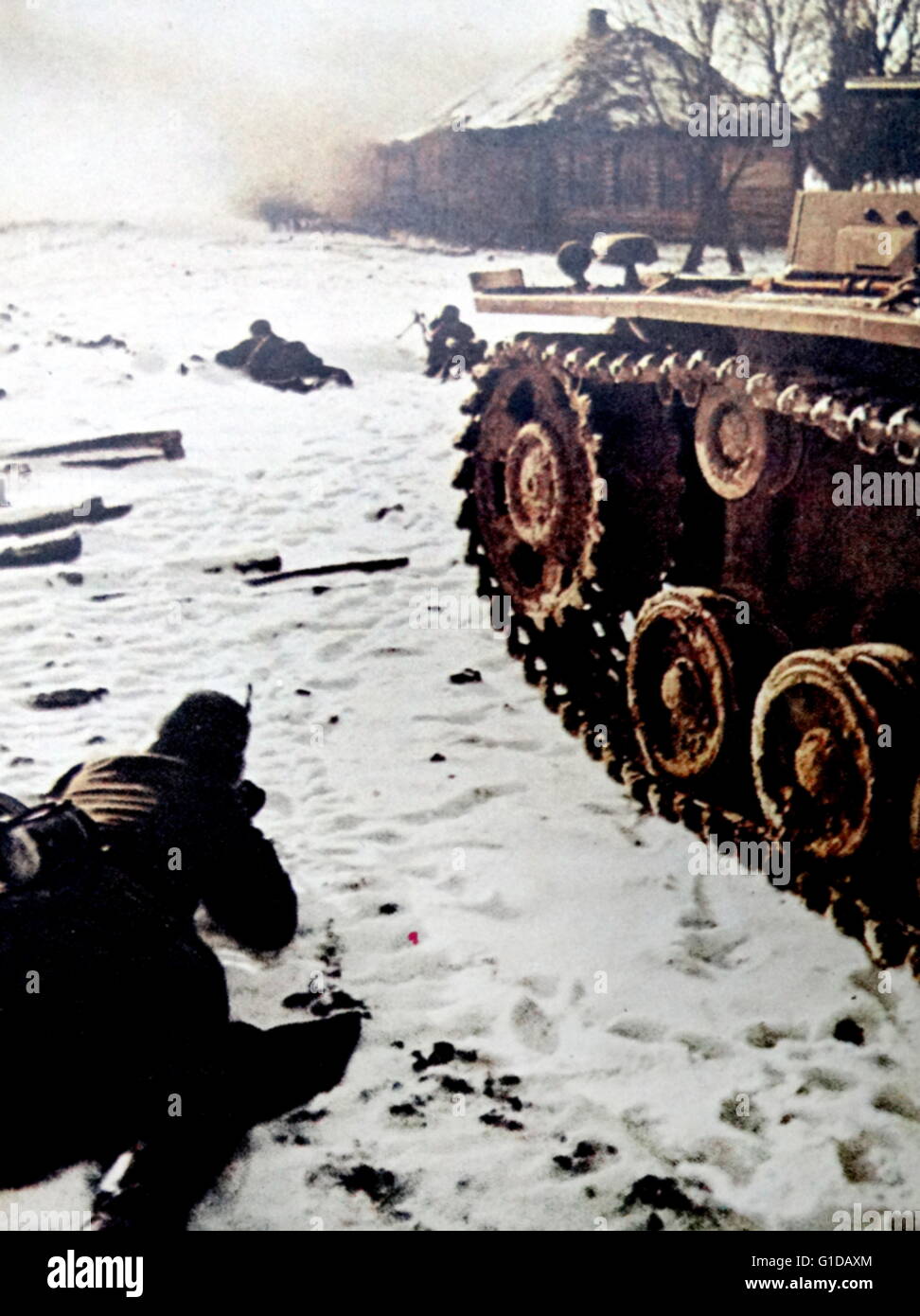 Les soldats allemands dans la grande fédération de plaines où leur principal adversaire est le froid. Banque D'Images